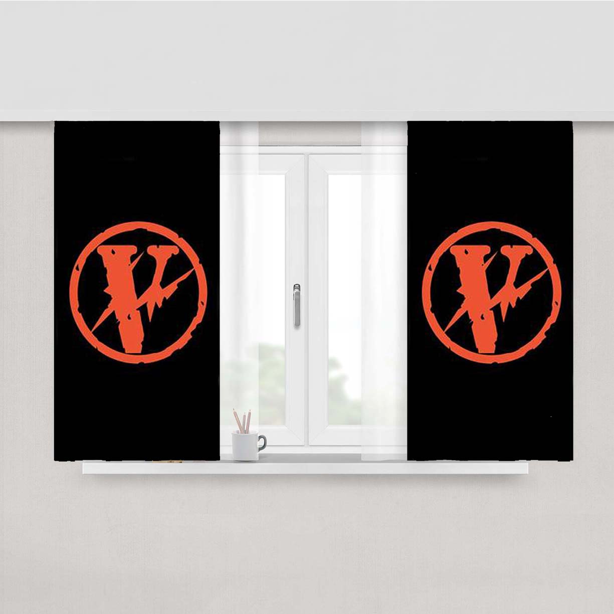 The Vlone X Fragment Design Logo Peach Skin Window Curtains
