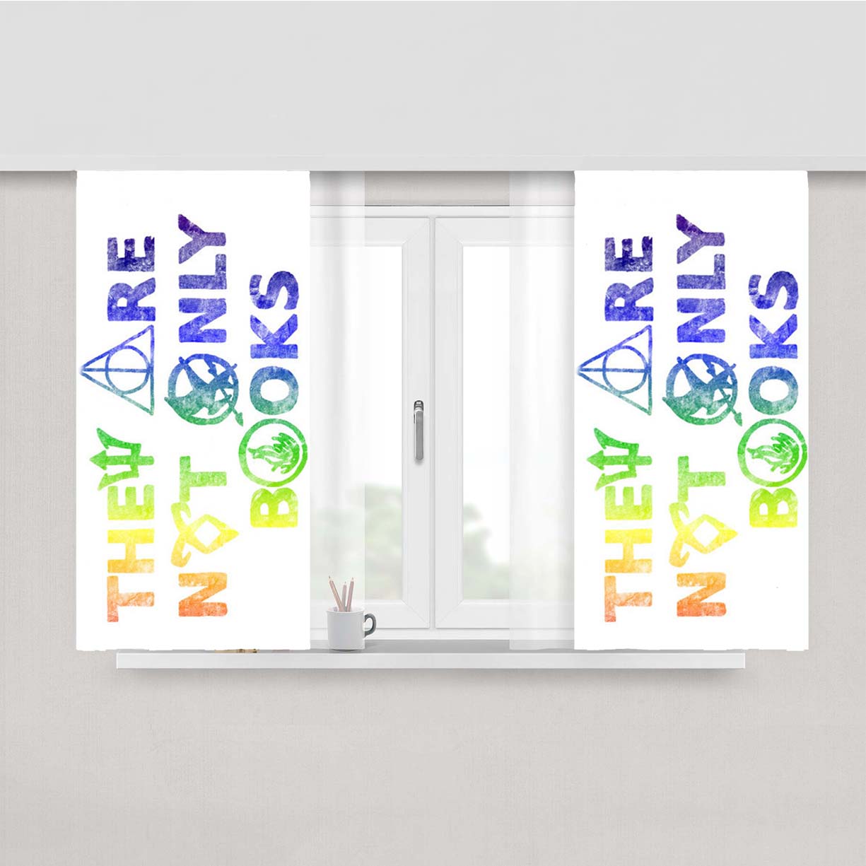They Are Not Only Books Tie Dye Color Peach Skin Window Curtains