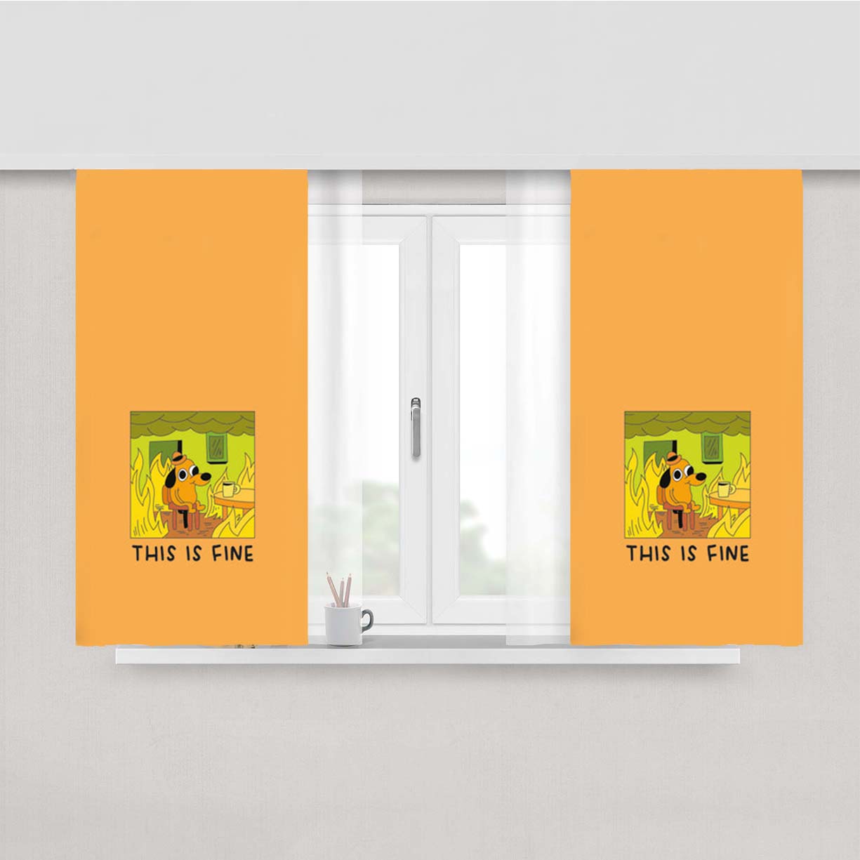 This Is Fine Peach Skin Window Curtains