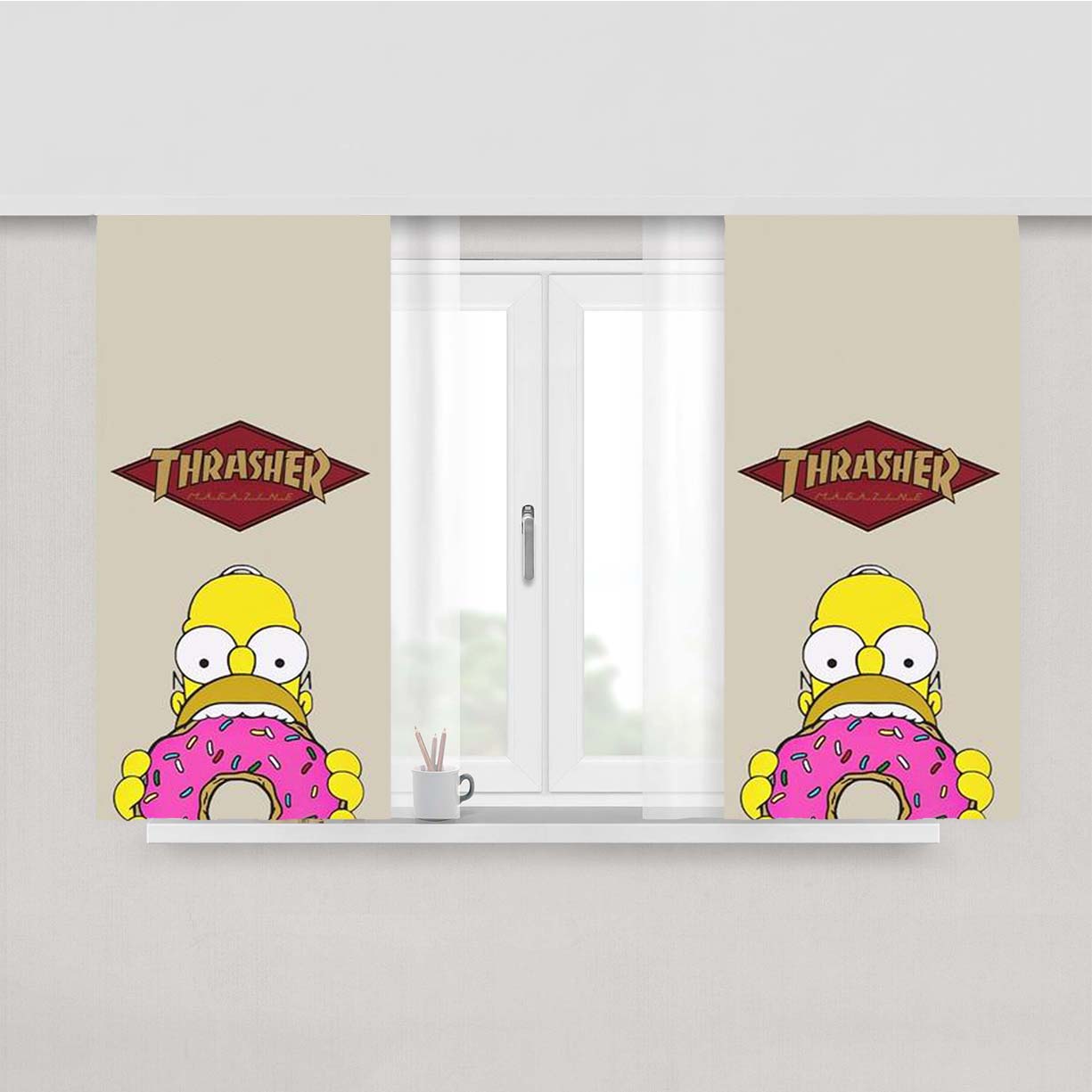 Thrasher Homer Simpson Donut Peach Skin Window Curtains