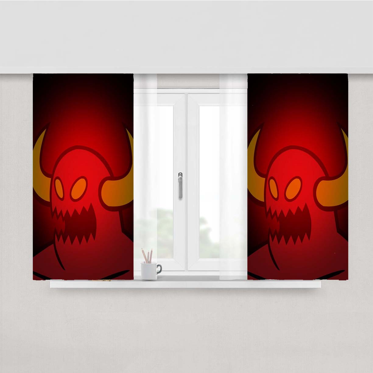 Toy Machine Skateboard Red Logo Peach Skin Window Curtains