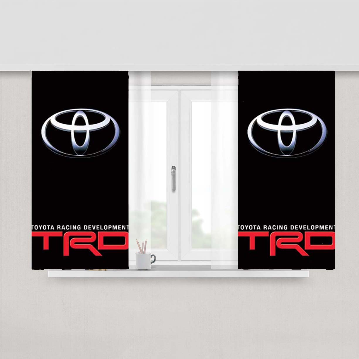 Toyota Trd Logo Red Peach Skin Window Curtains