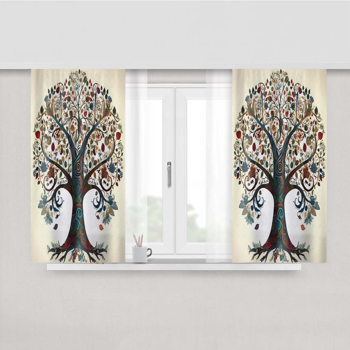 Tree Of Life Peach Skin Window Curtains