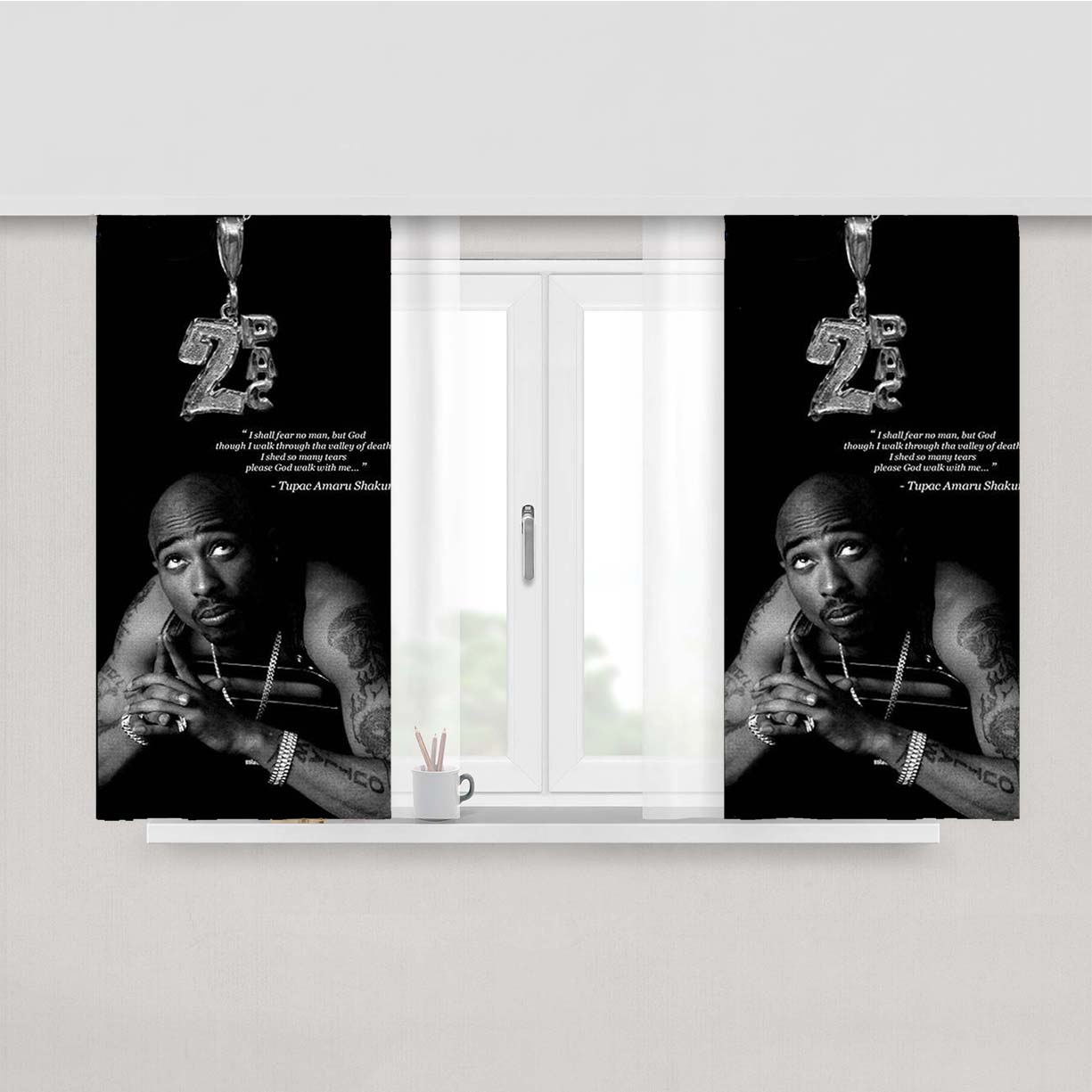Tupac Shakur Quote Peach Skin Window Curtains