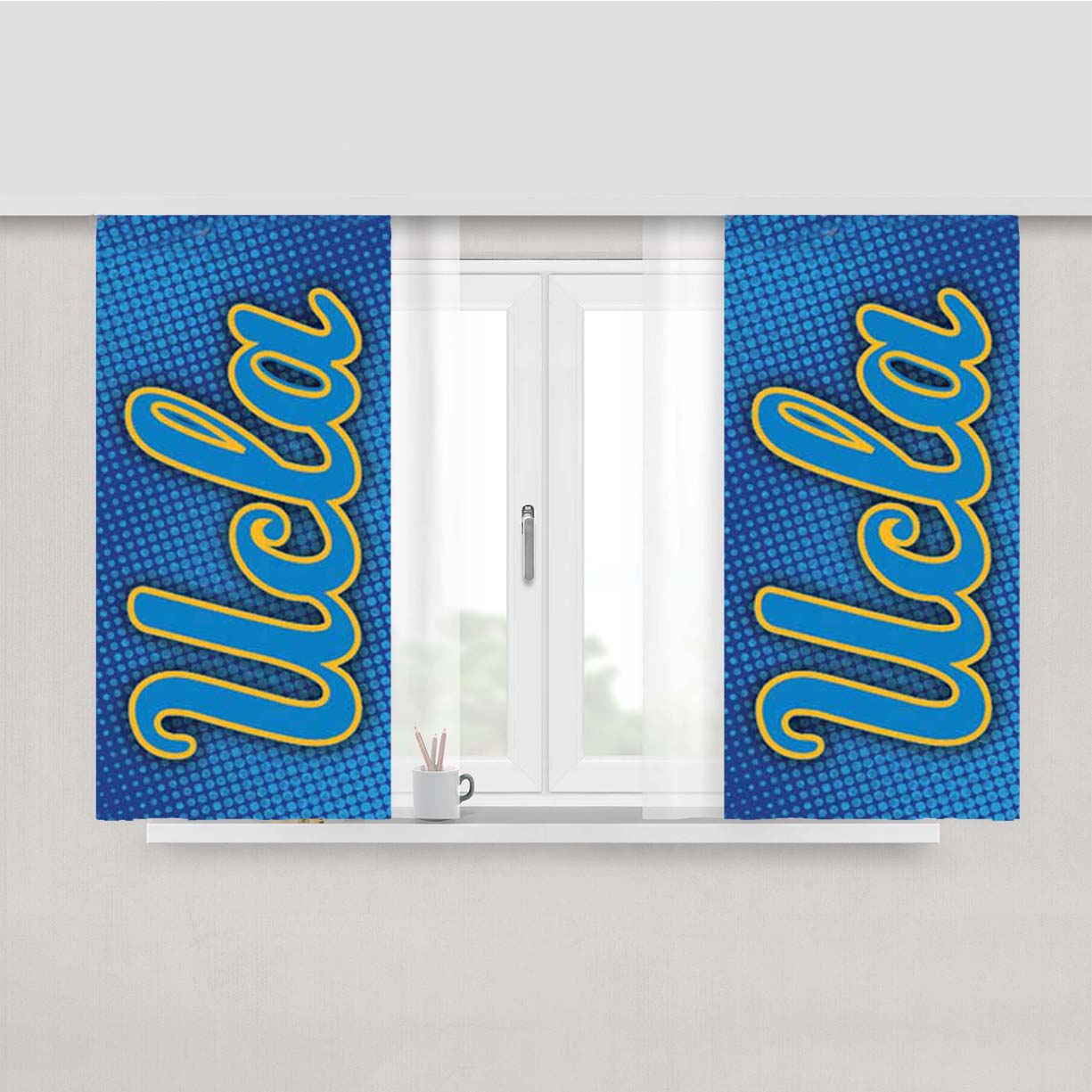 Ucla Bruins Halftone Blue Peach Skin Window Curtains