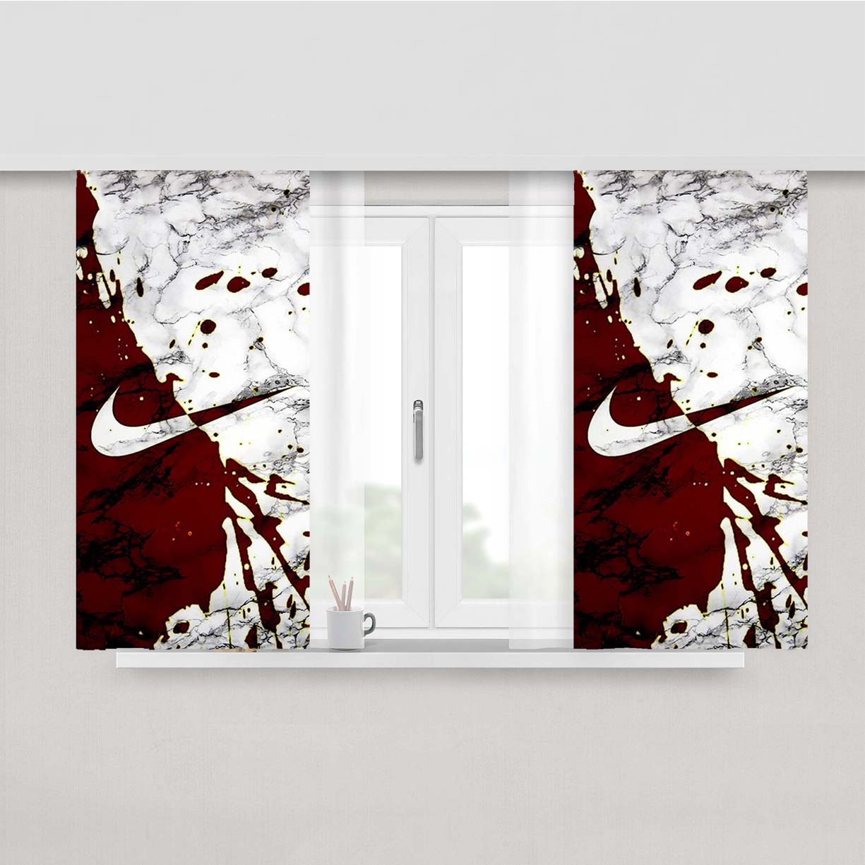 Unique Nike Marble Logo Peach Skin Window Curtains