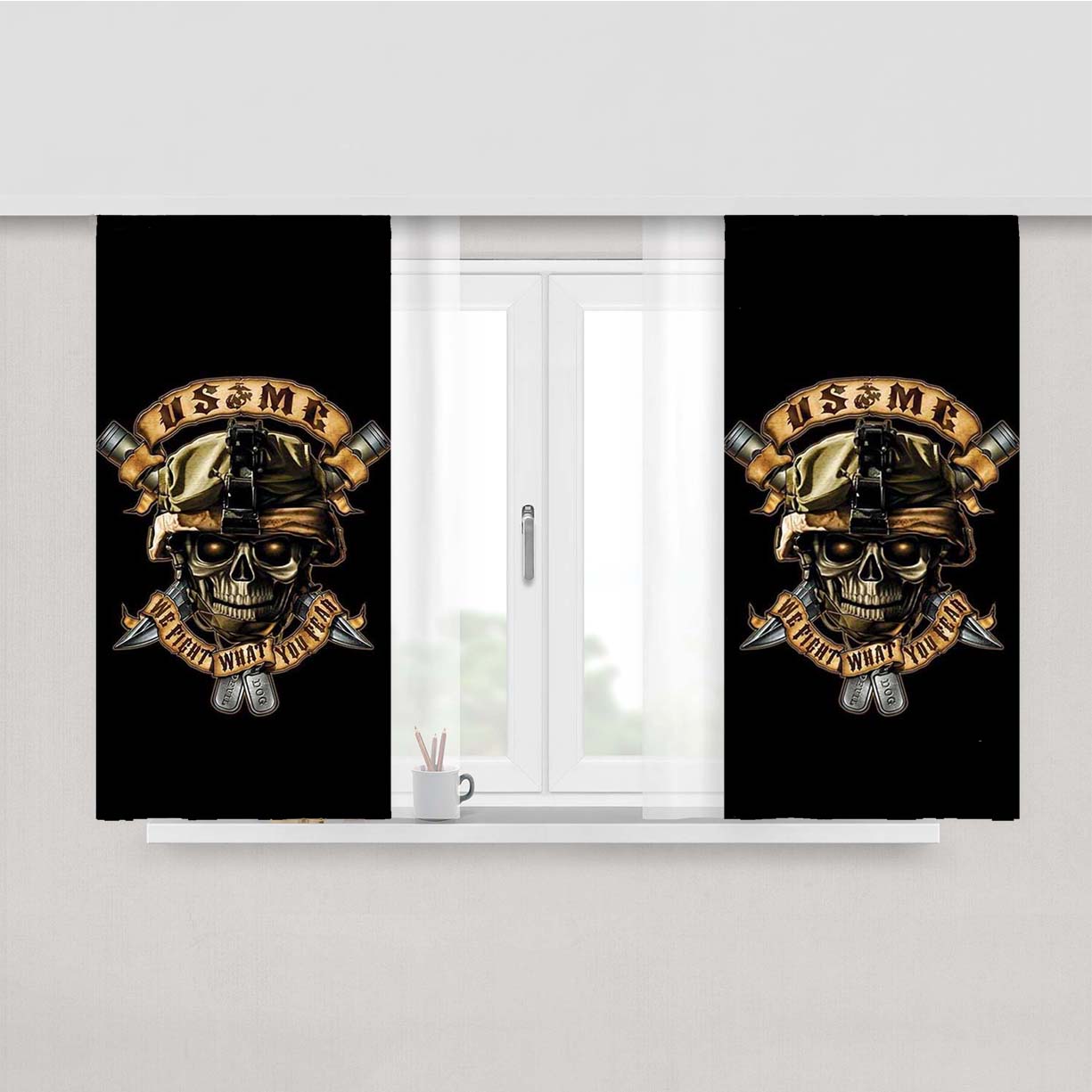 Usmc Marine Corps Peach Skin Window Curtains