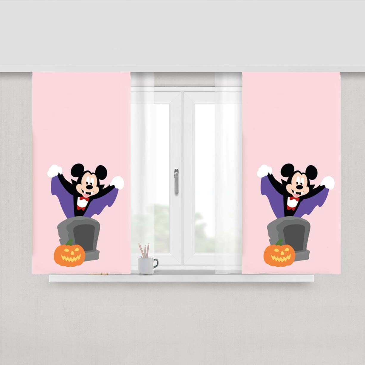 Vampire Mouse Halloween Peach Skin Window Curtains