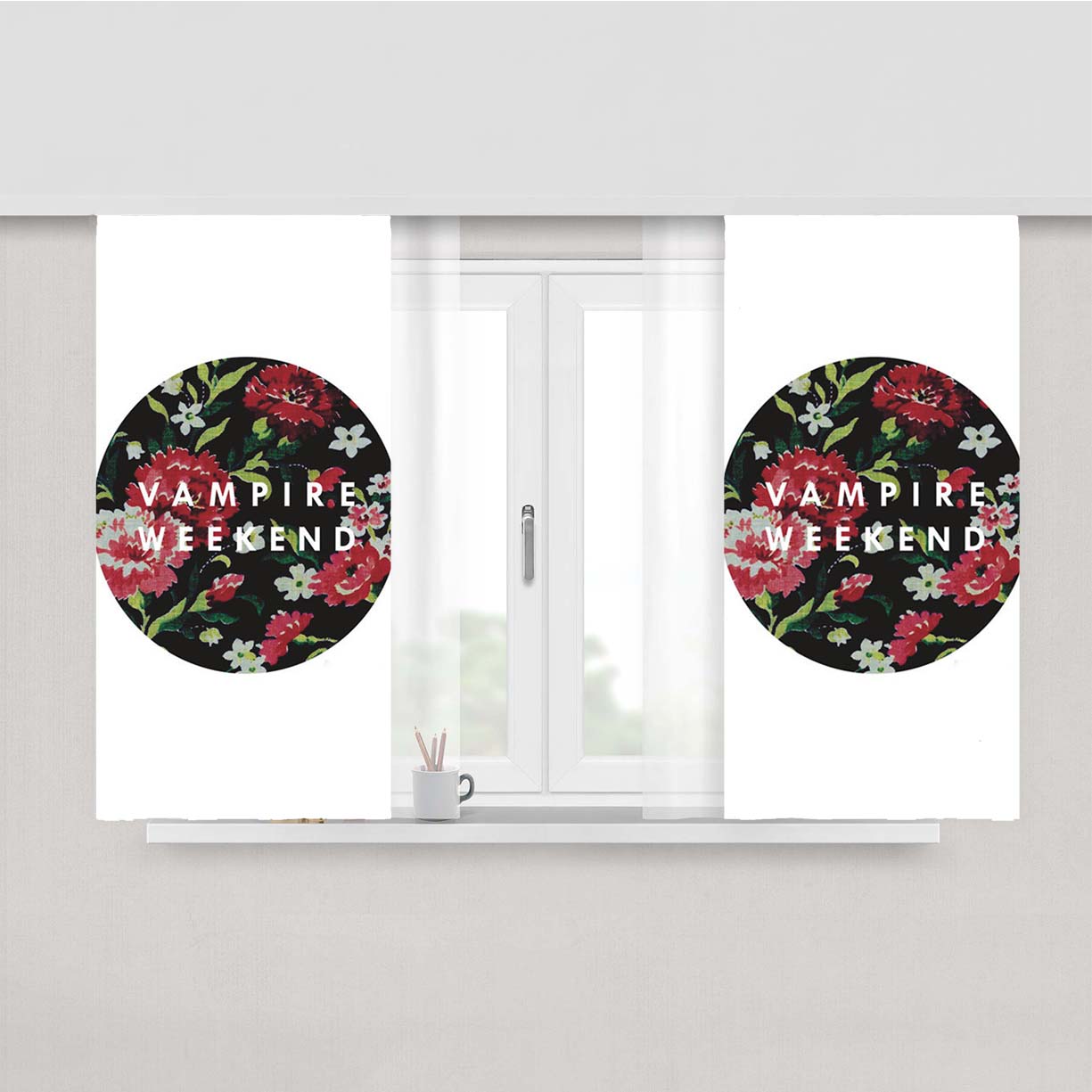 Vampire Weekend Floral Peach Skin Window Curtains