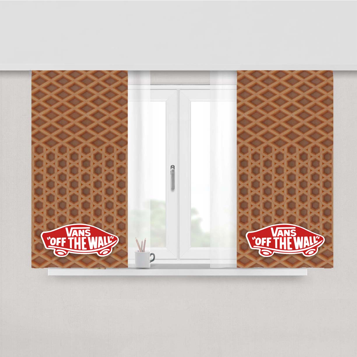 Vans Waffle Sol Pattern Peach Skin Window Curtains