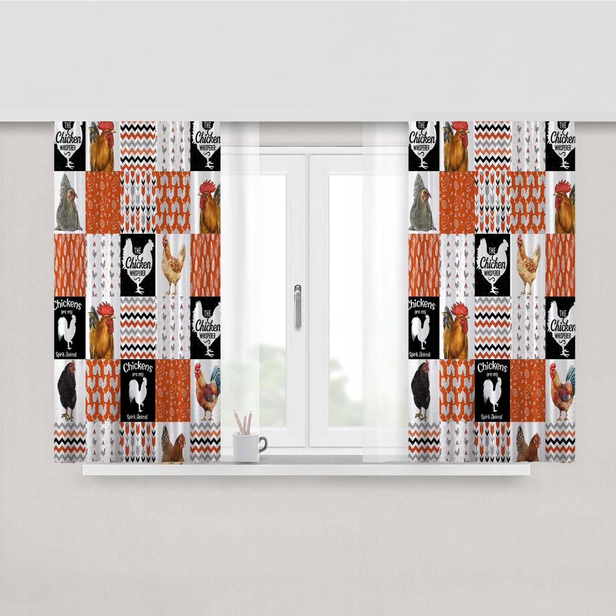 Vintage Style Chicken Peach Skin Window Curtains