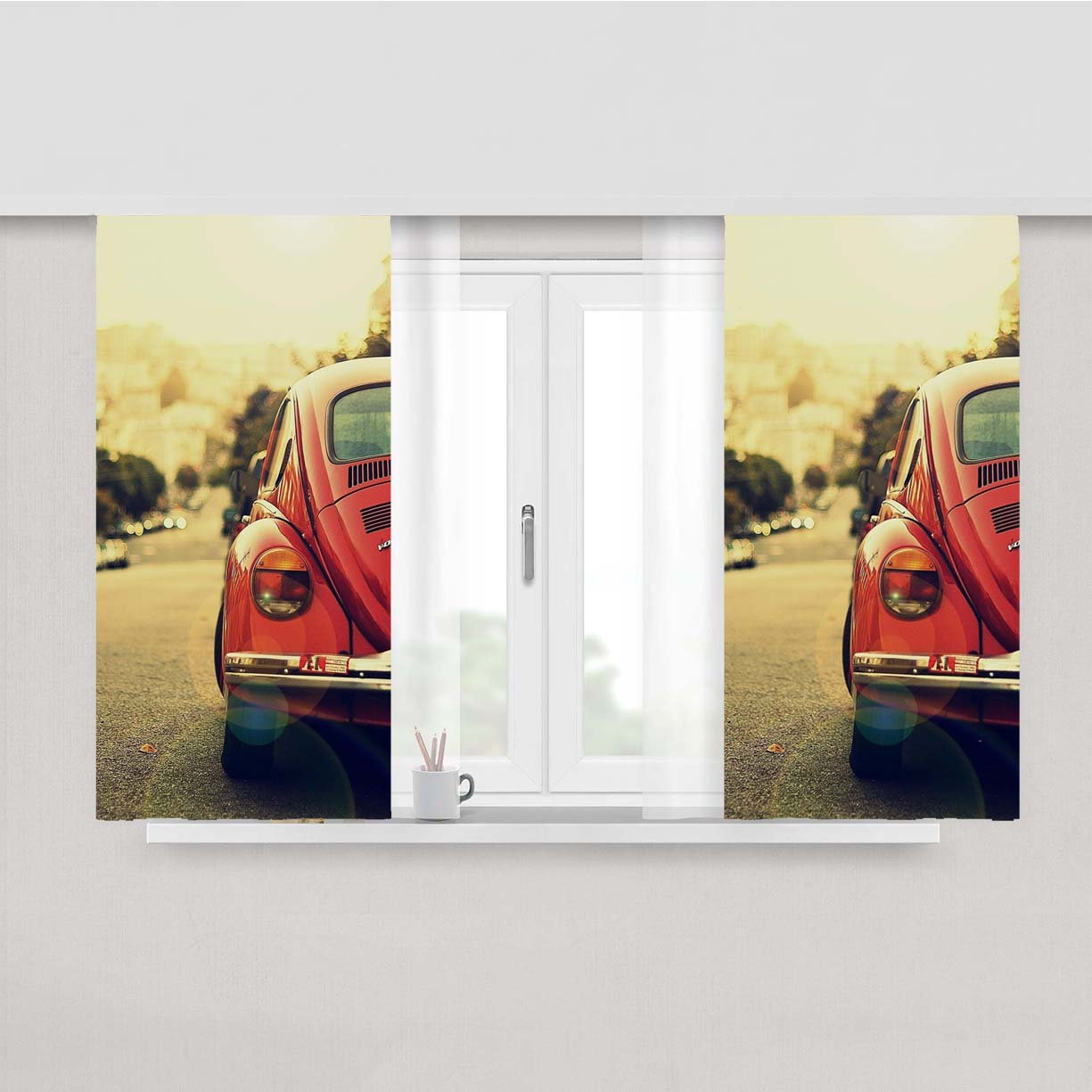 Vintage Vw Peach Skin Window Curtains