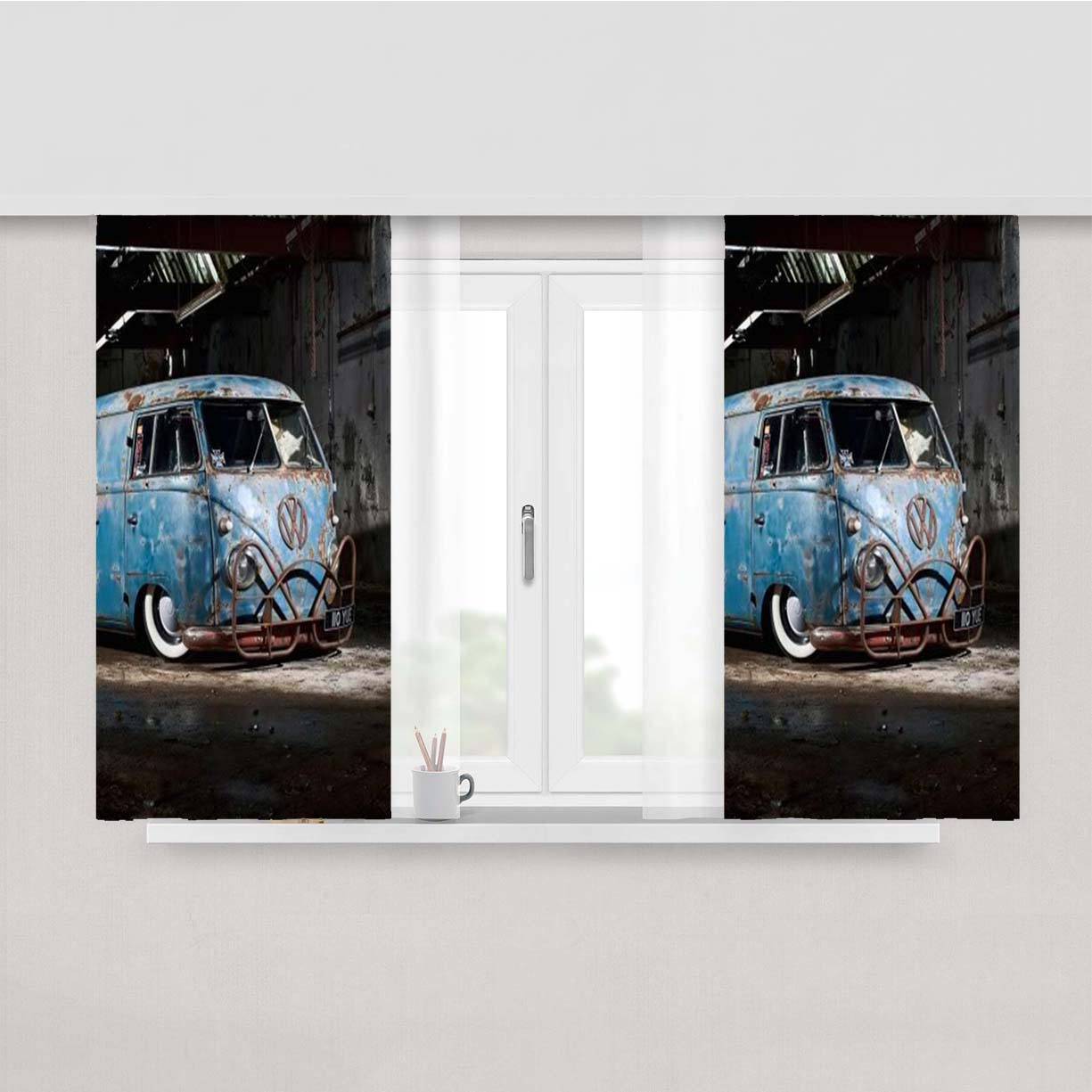 Volkswagen Classic Car 3 Peach Skin Window Curtains
