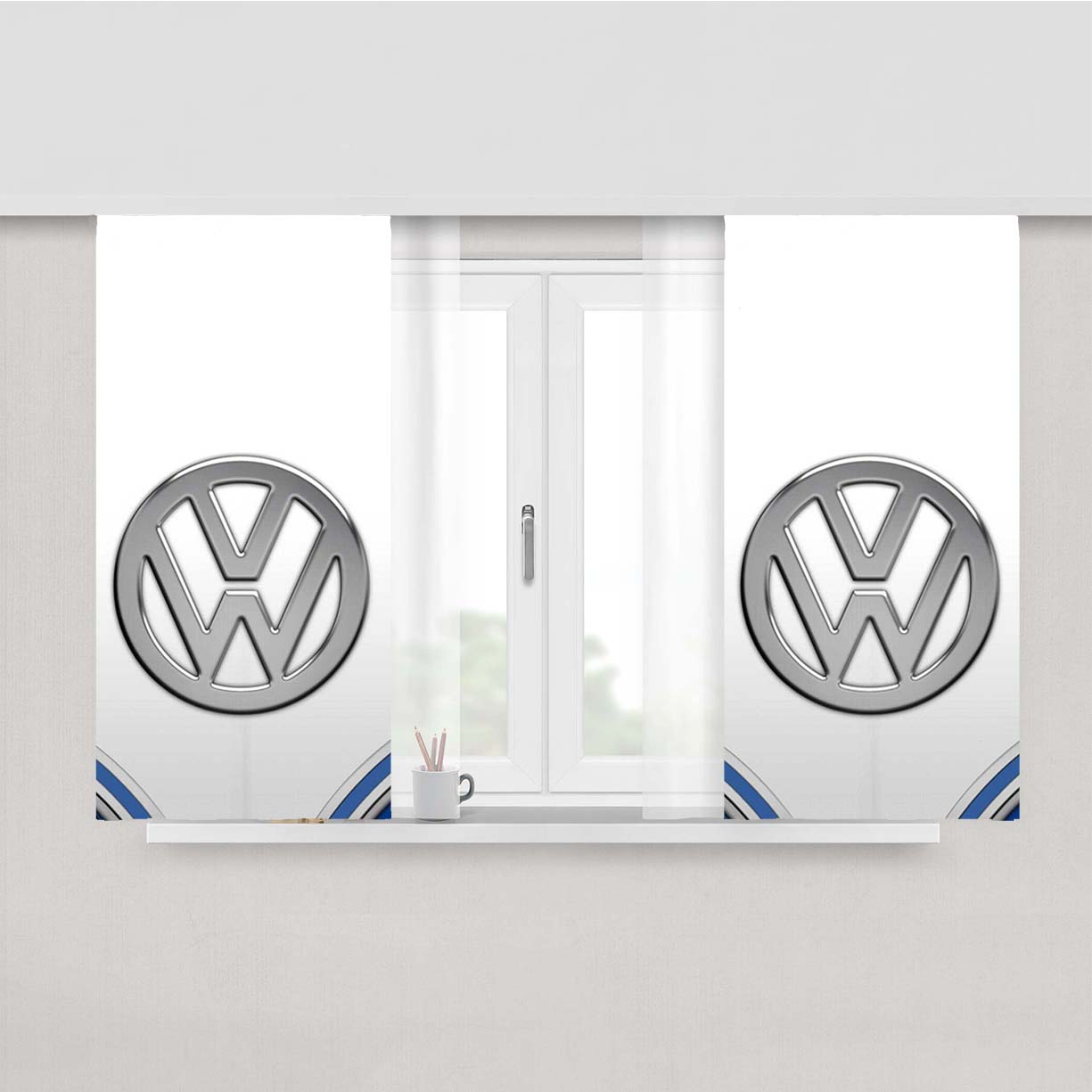 Volkswagen Minibus Logo Peach Skin Window Curtains