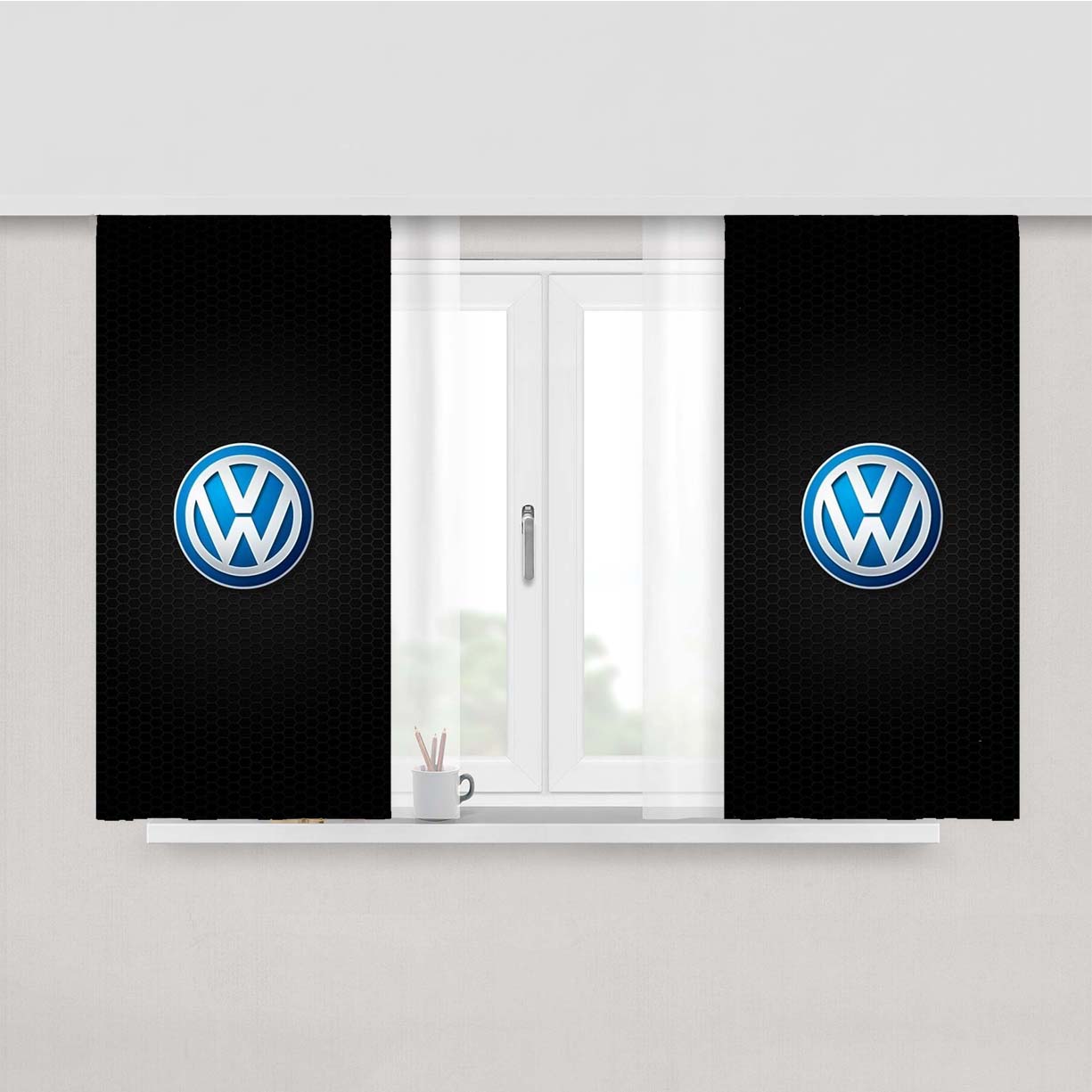 Volkwages Car Carbon Fiber Logo Wallpaper Peach Skin Window Curtains