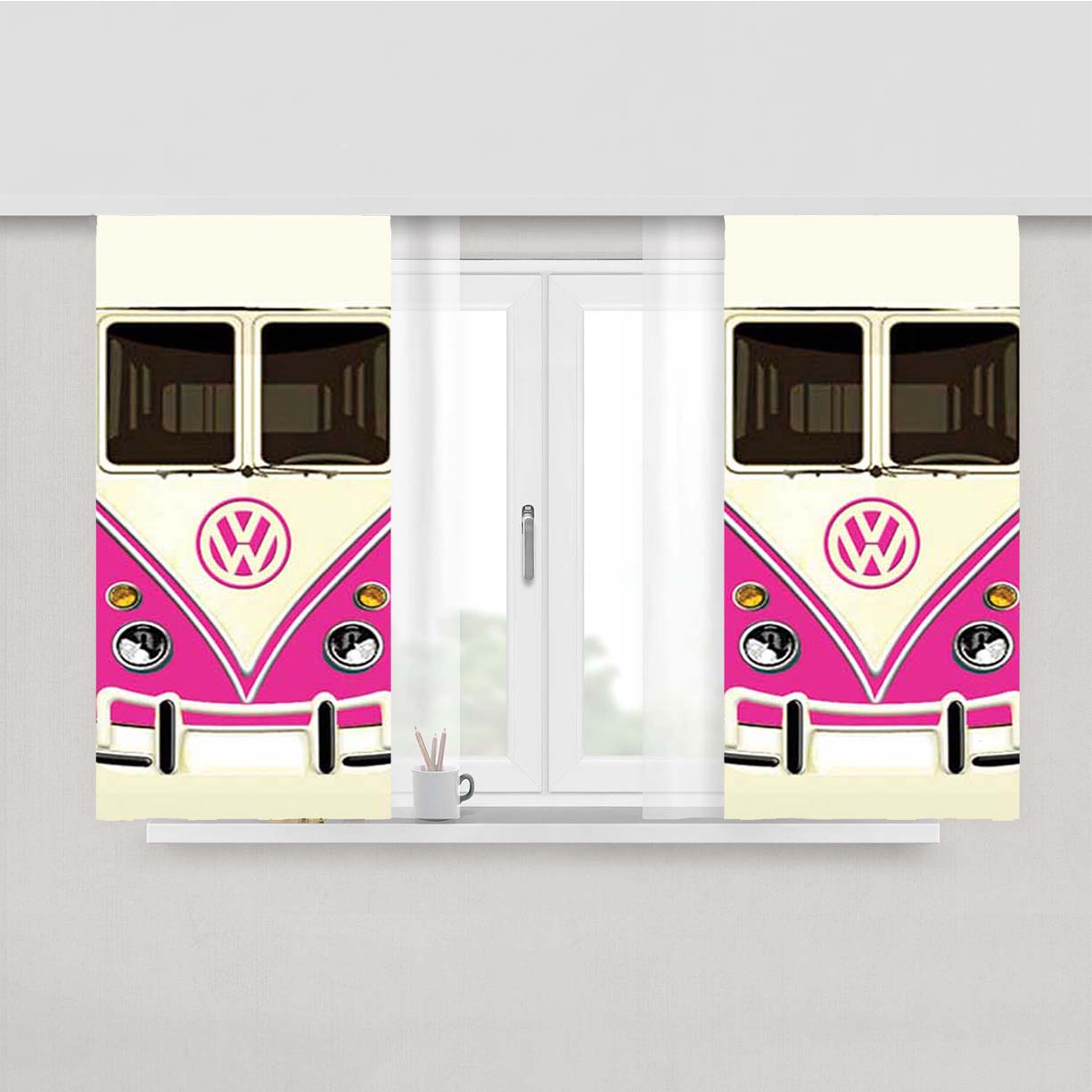 Vw Van Pink Peach Skin Window Curtains