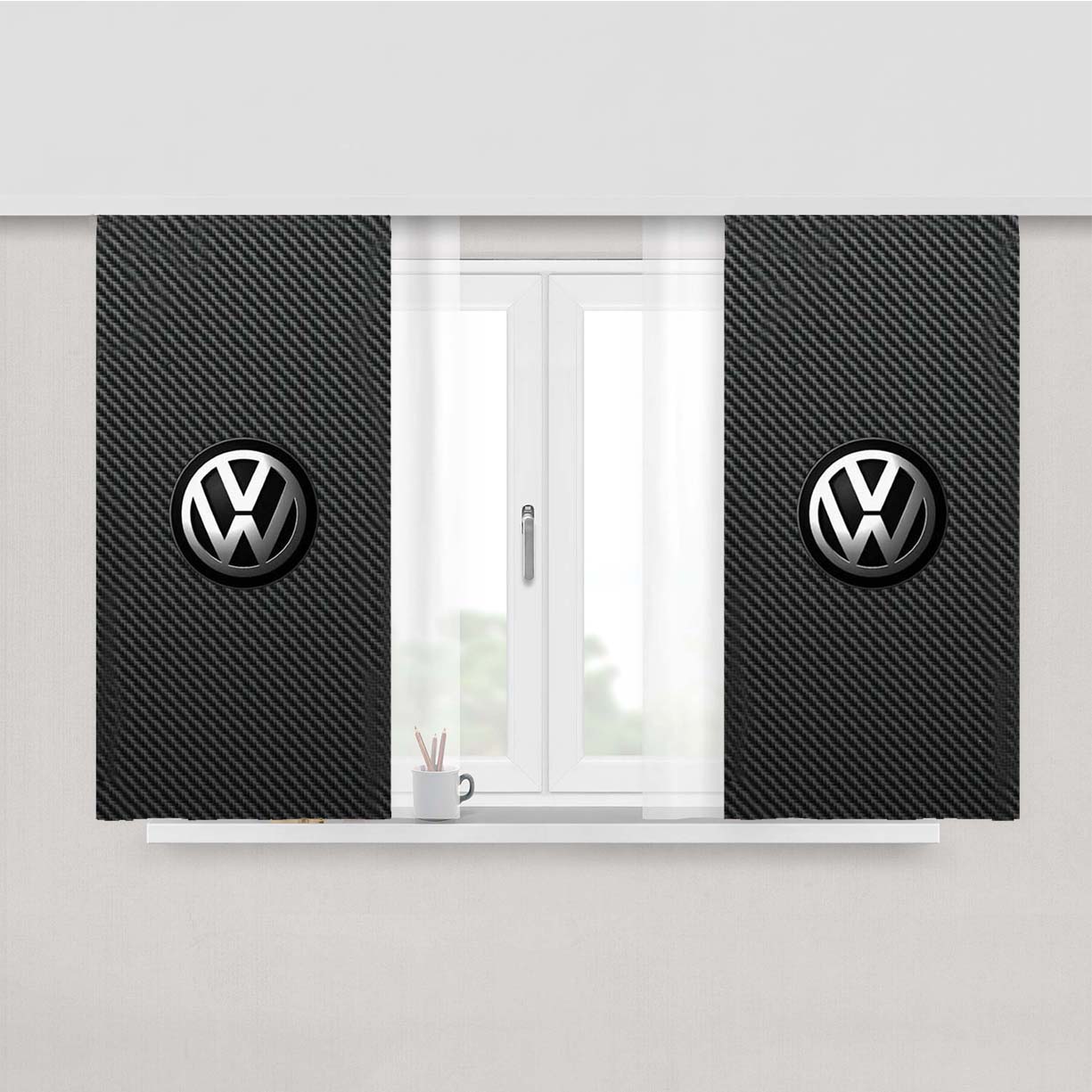 Vw Volkswagen Logo Peach Skin Window Curtains