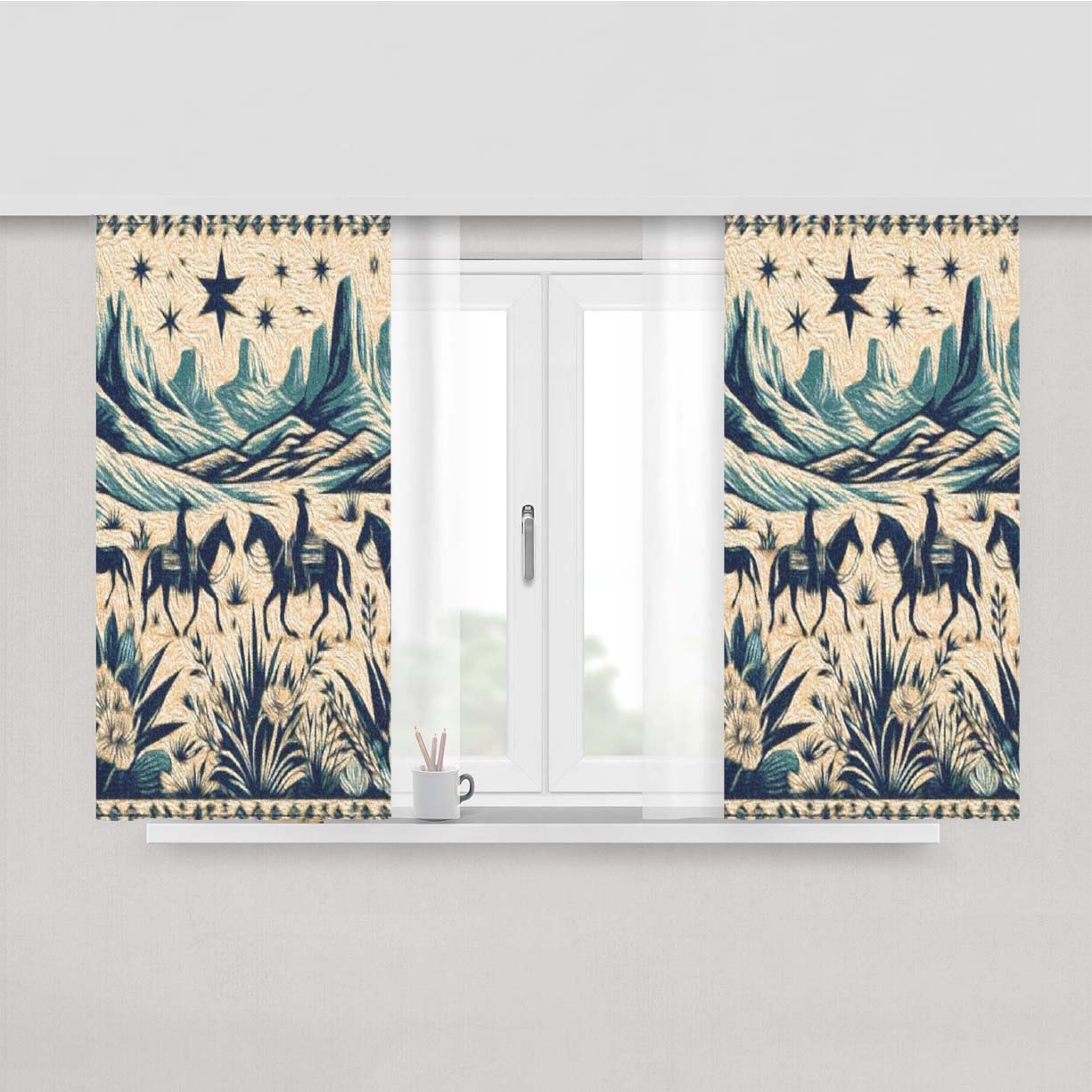 Western Desert Stars Peach Skin Window Curtains