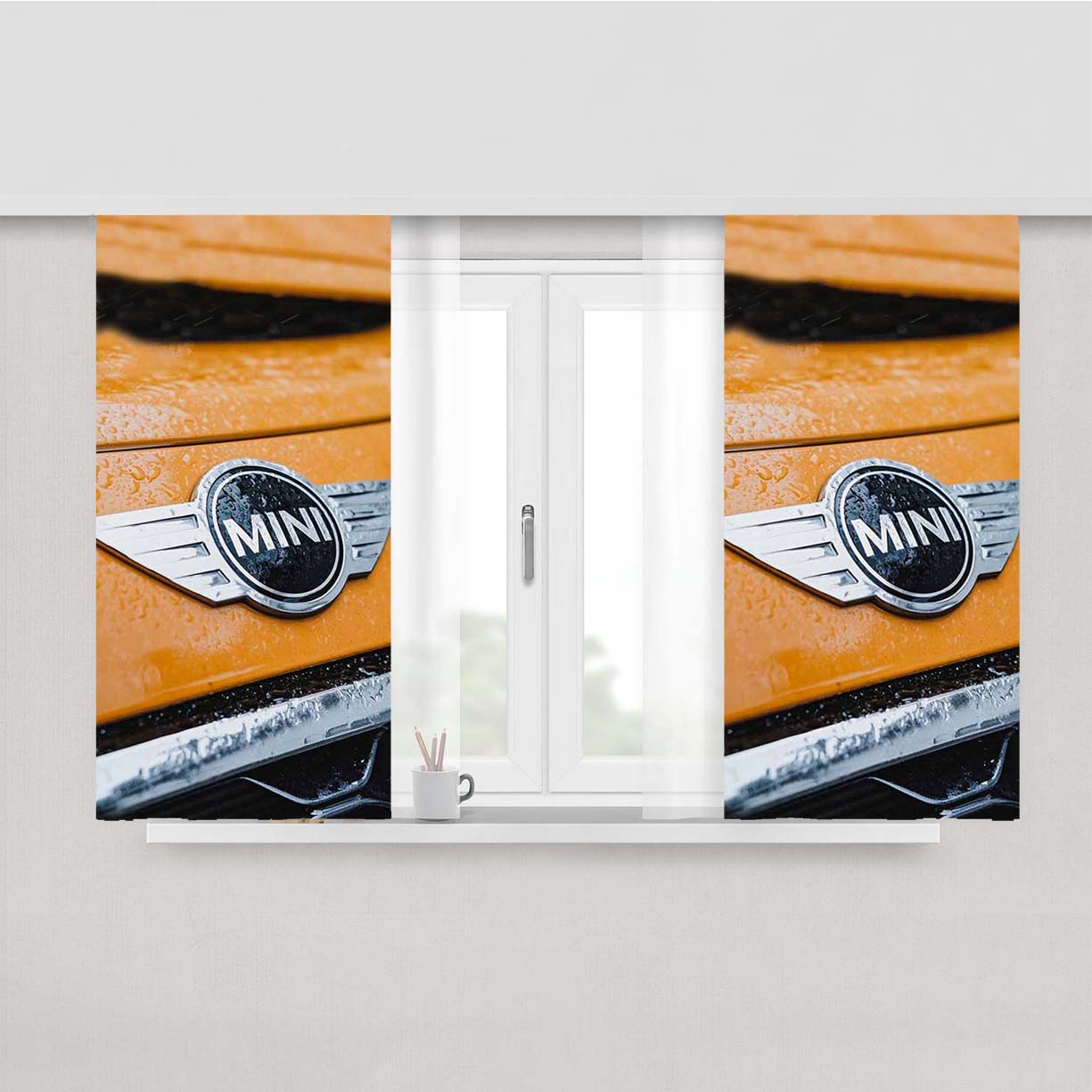 Wet Mini Cooper Peach Skin Window Curtains
