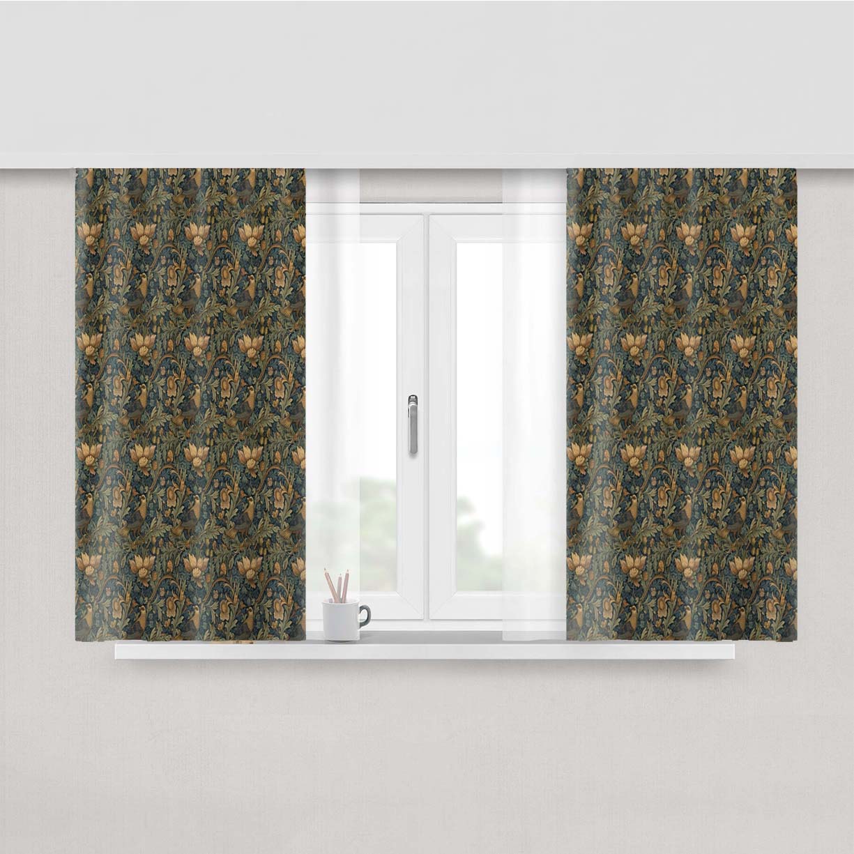 William Morris Inspired Peach Skin Window Curtains