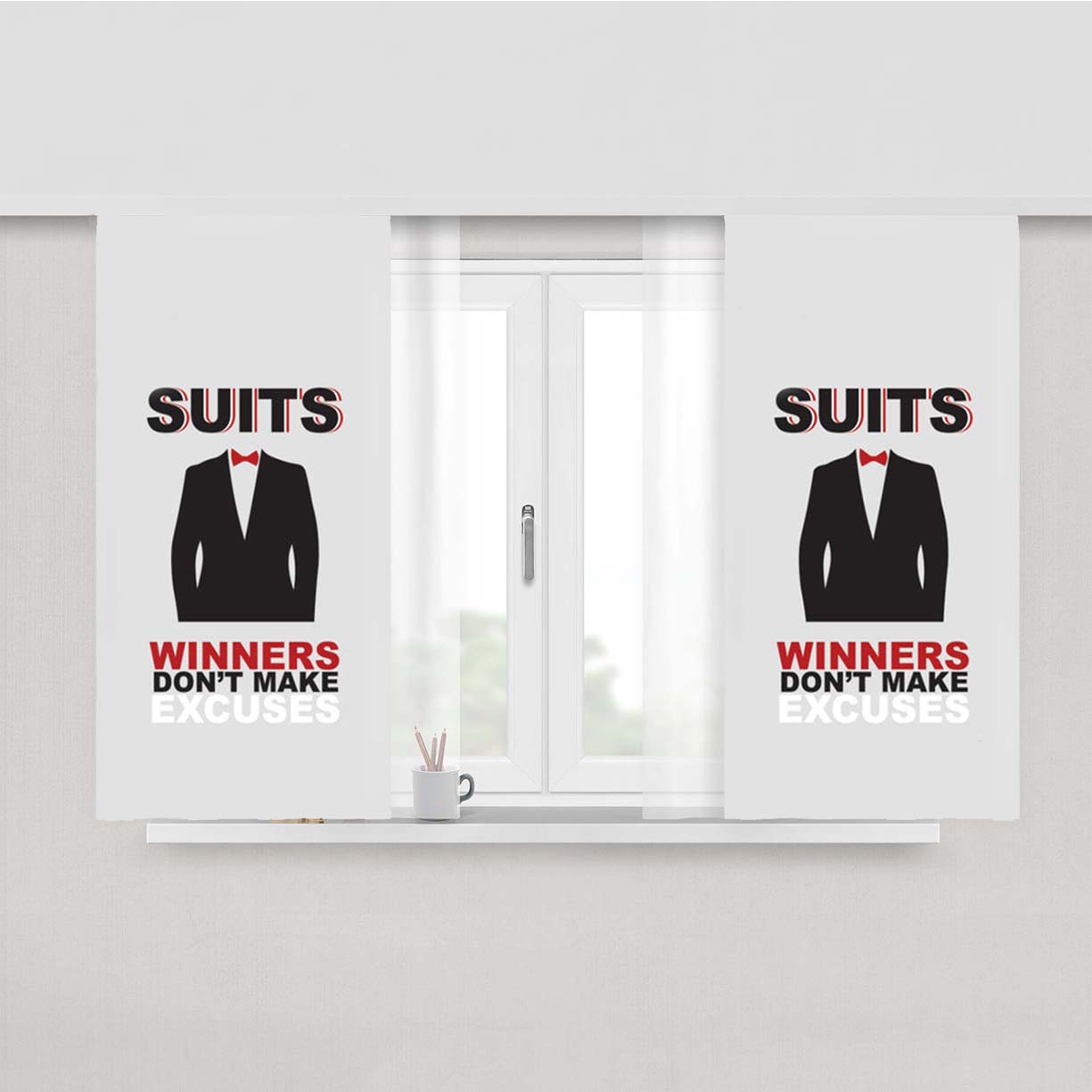Winners Don'T Make Excuses Peach Skin Window Curtains