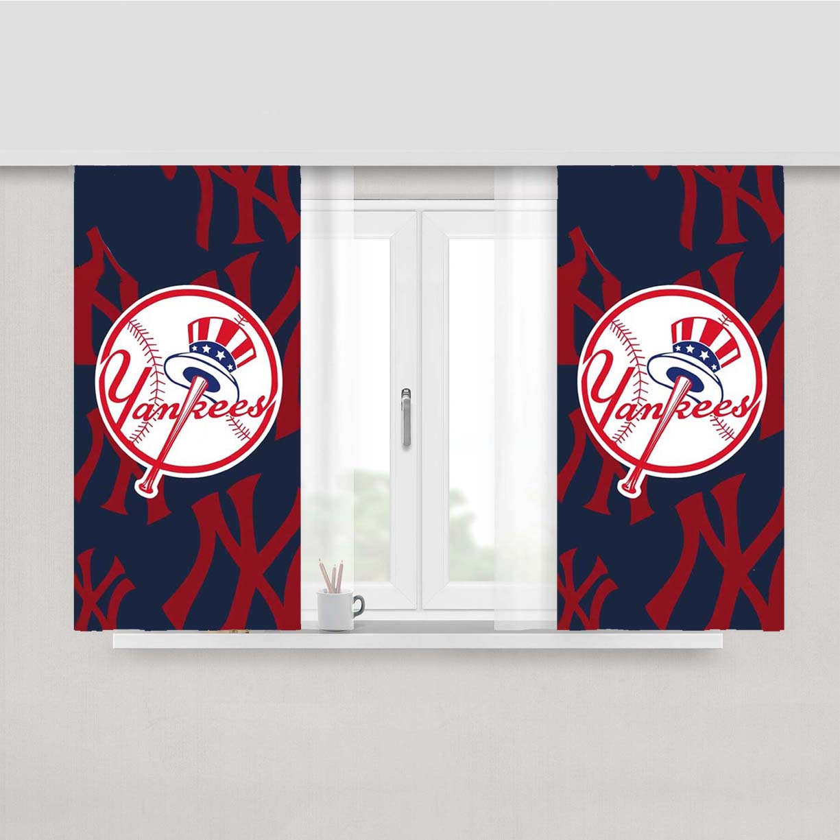 Yankees Peach Skin Window Curtains