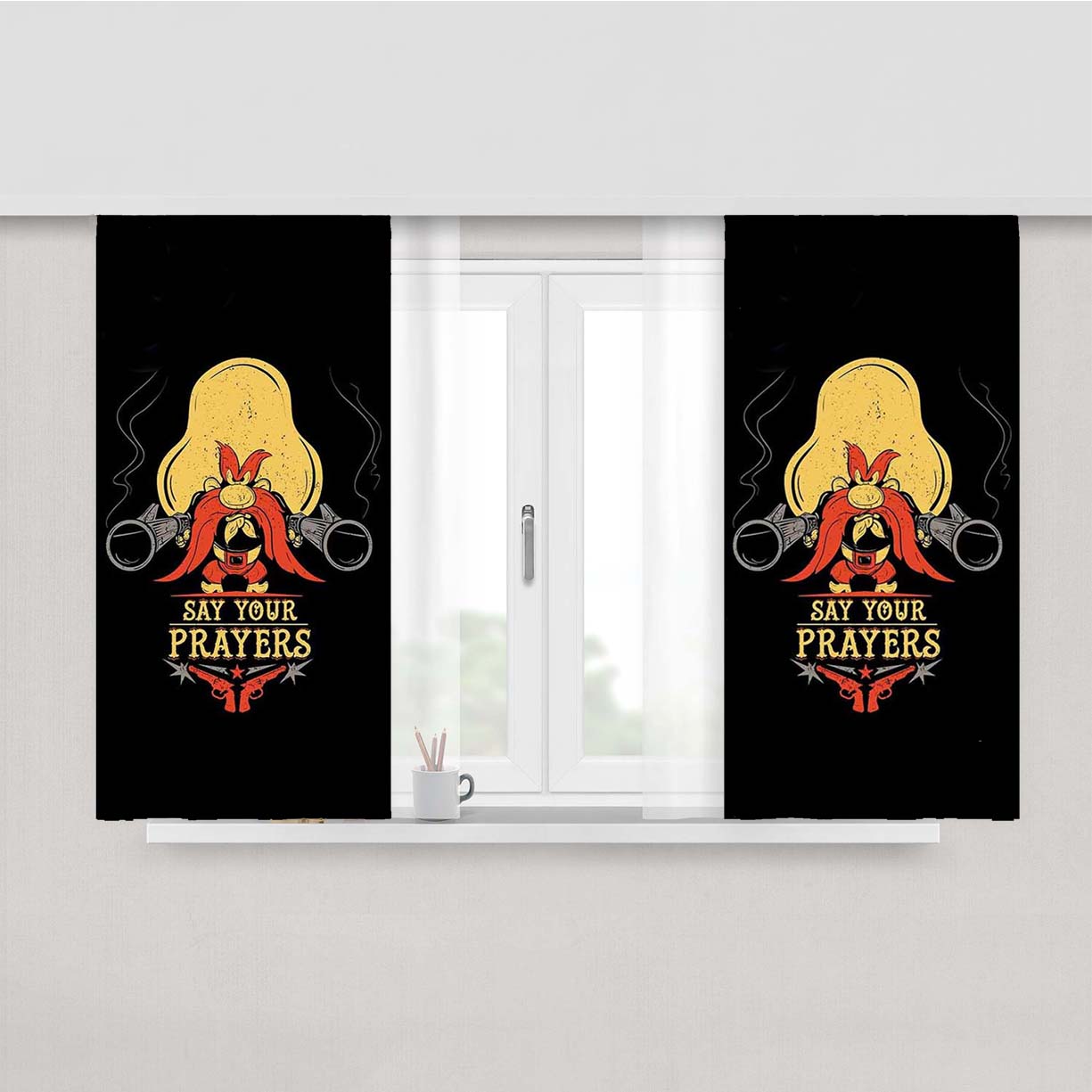 Yosemite Sam Cartoon 3 Peach Skin Window Curtains
