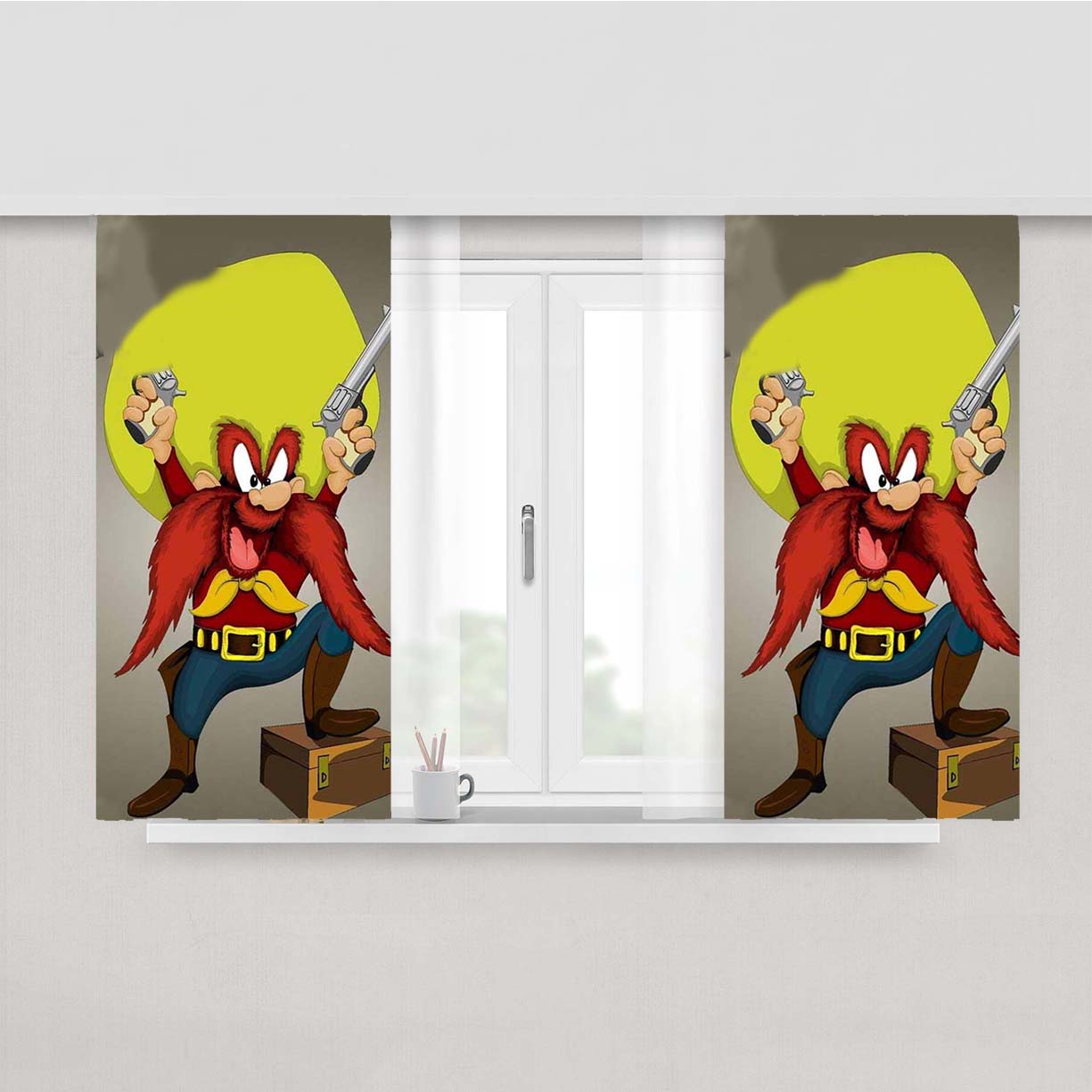 Yosemite Sam Cartoon 4 Copy Peach Skin Window Curtains