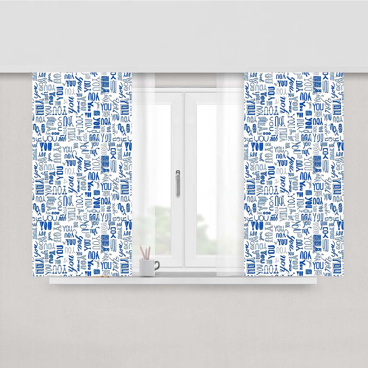 You Pattern Peach Skin Window Curtains
