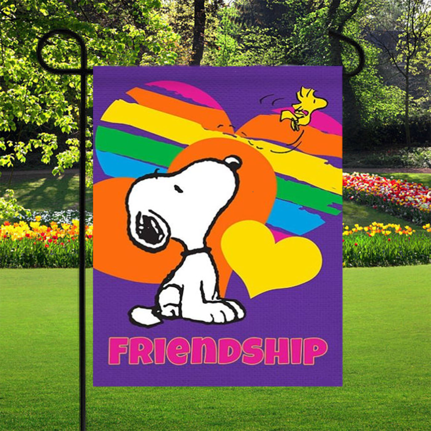Peanuts Rainbow Friendship Snoopy Garden Flags Yard Outdoor Lawn 12 X 18