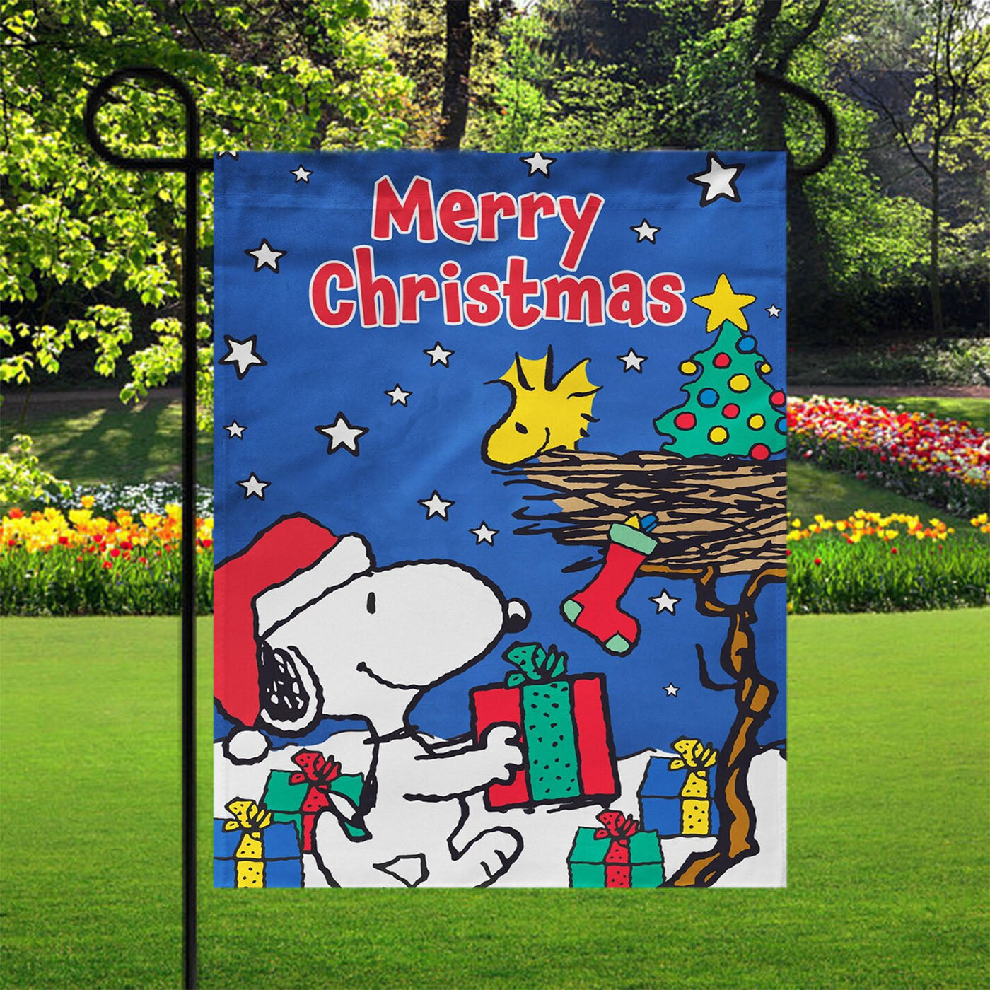 Peanuts Snoopy And Woodstock Christmas 2 Garden Flags Yard Outdoor Lawn 12 X 18