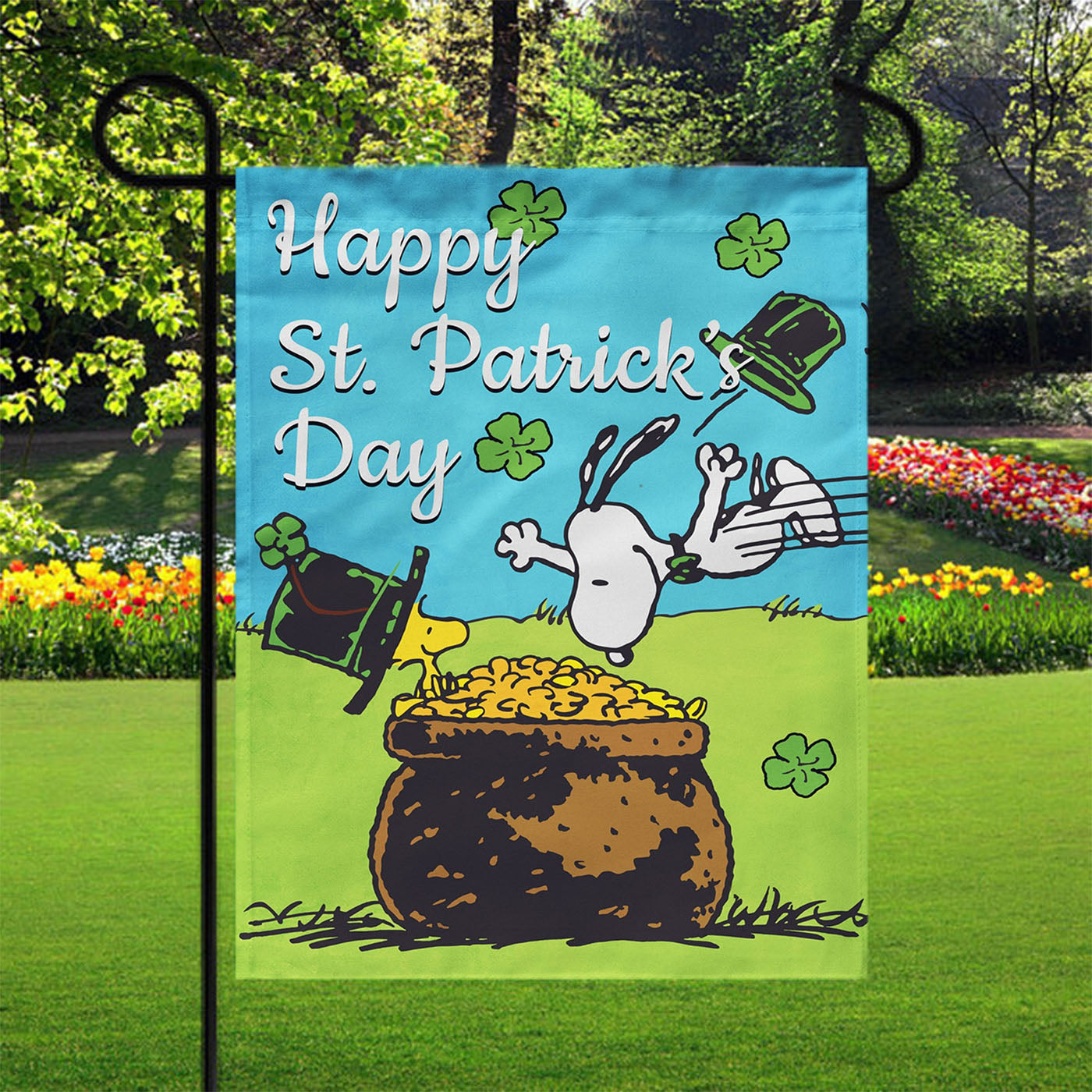 Snoopy And Woodstock St Patricks Day Garden Flags Yard Outdoor Lawn 12 X 18