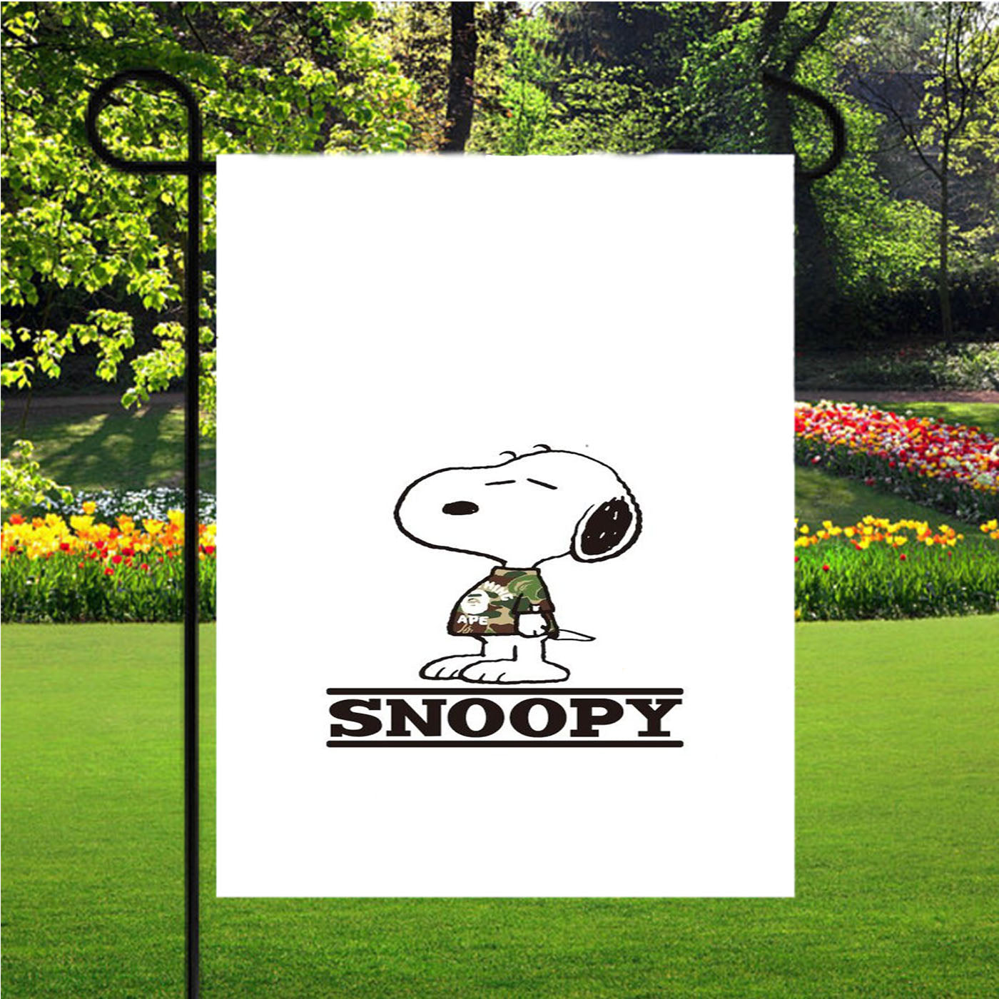 Snoopy Bape Style Garden Flags Yard Outdoor Lawn 12 X 18