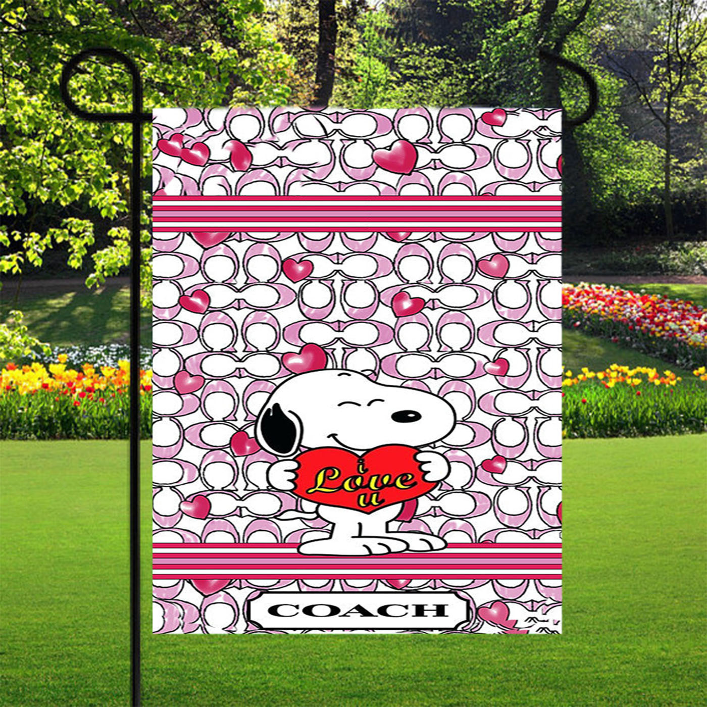 Snoopy Coach Garden Flags Yard Outdoor Lawn 12 X 18