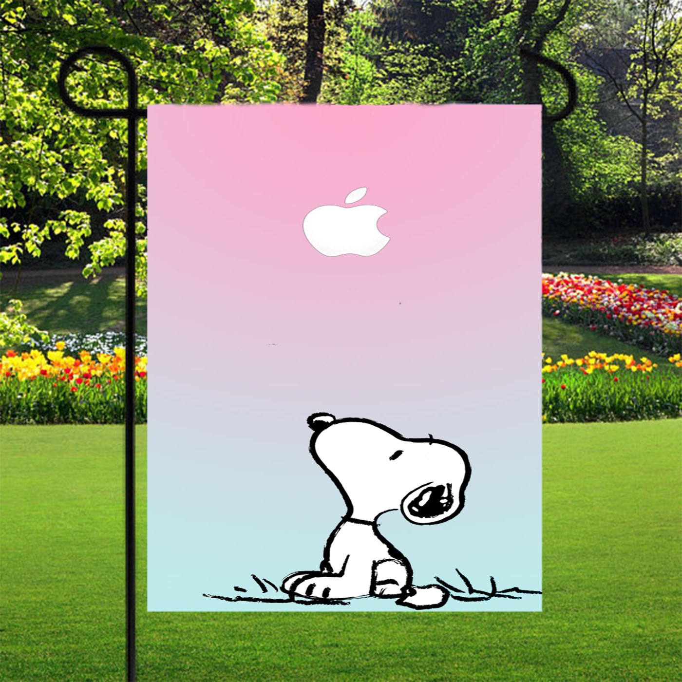 Snoopy Gradient Pink Mint Garden Flags Yard Outdoor Lawn 12 X 18