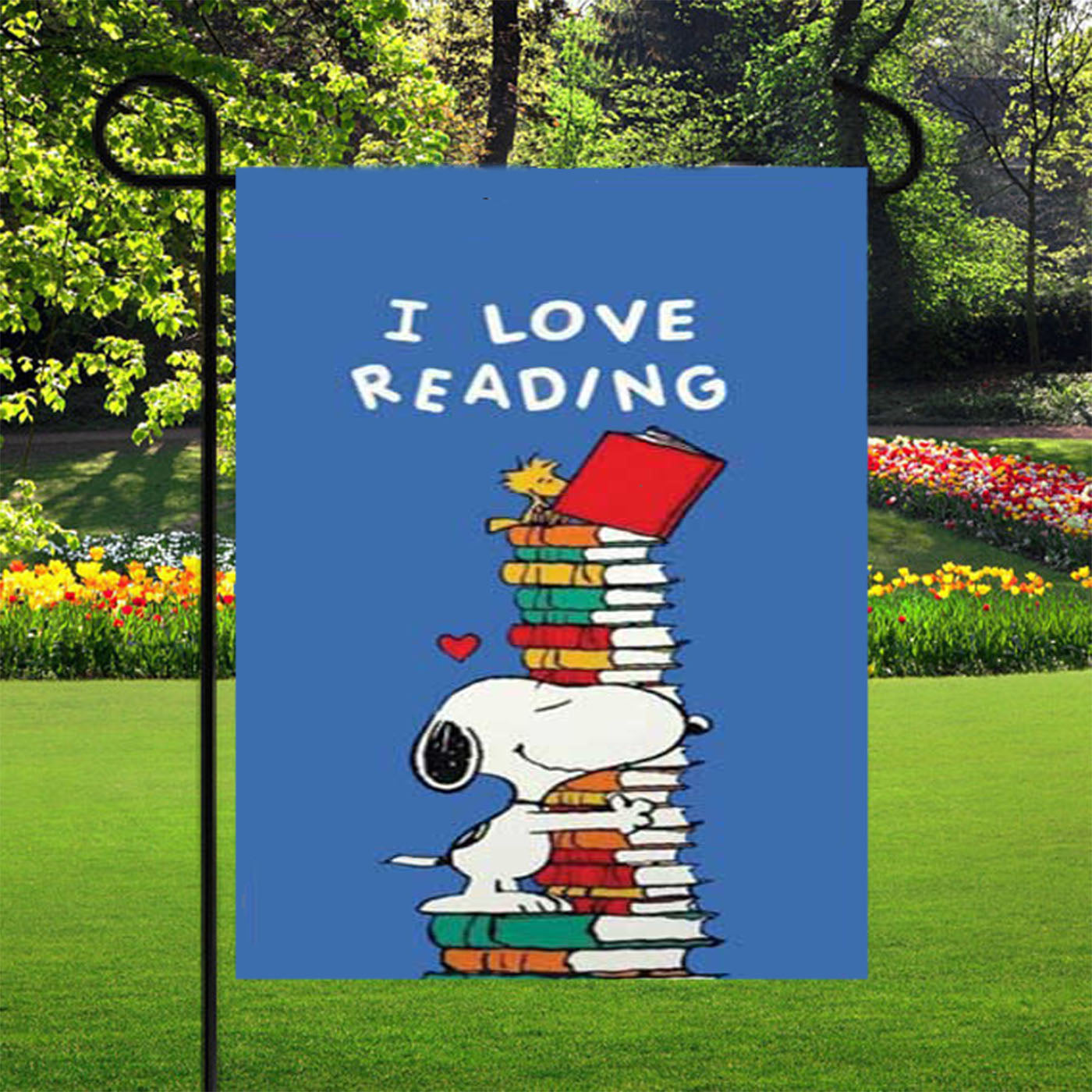 Snoopy I Love Reading Garden Flags Yard Outdoor Lawn 12 X 18