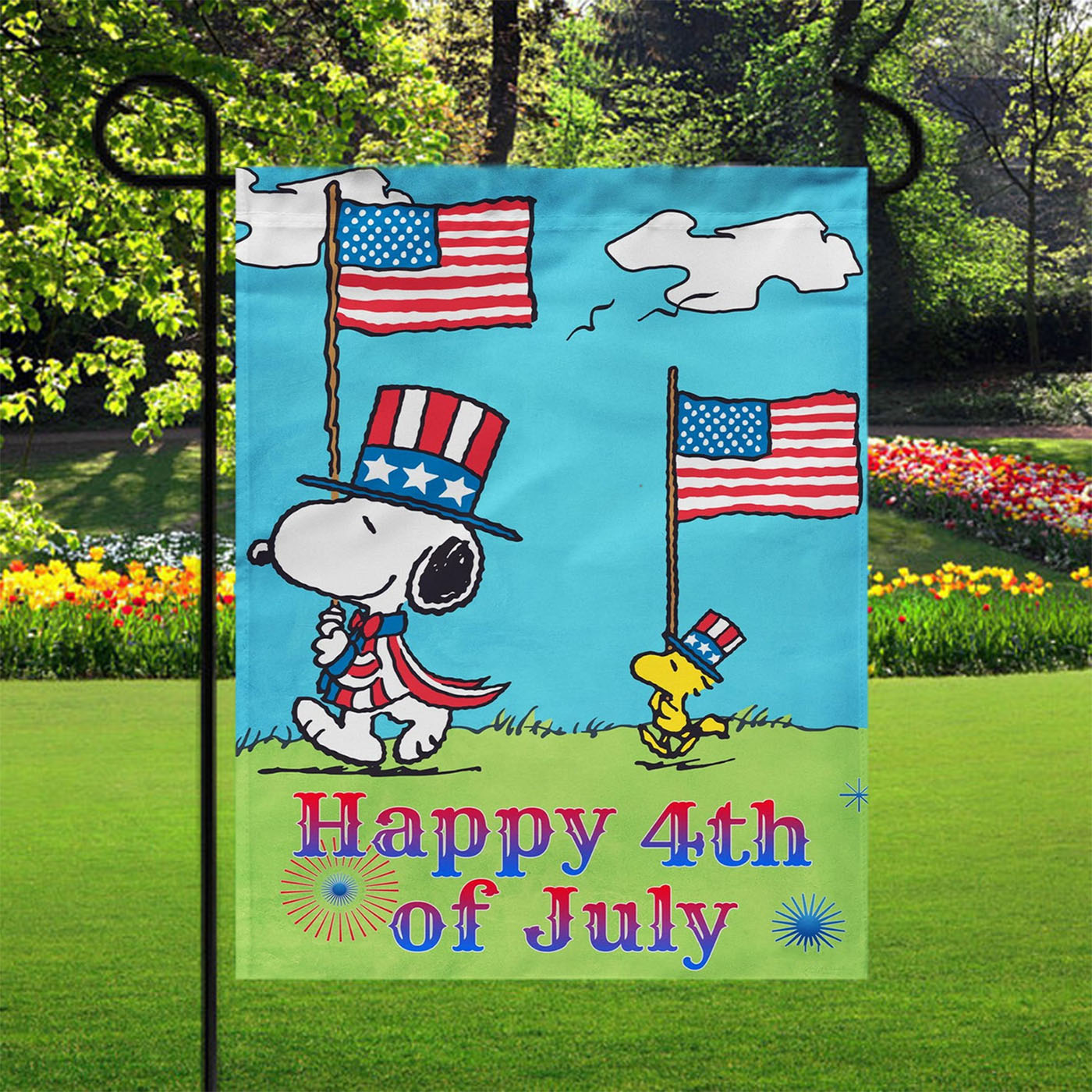 Snoopy Patriotic July 4Th Garden Flags Yard Outdoor Lawn 12 X 18