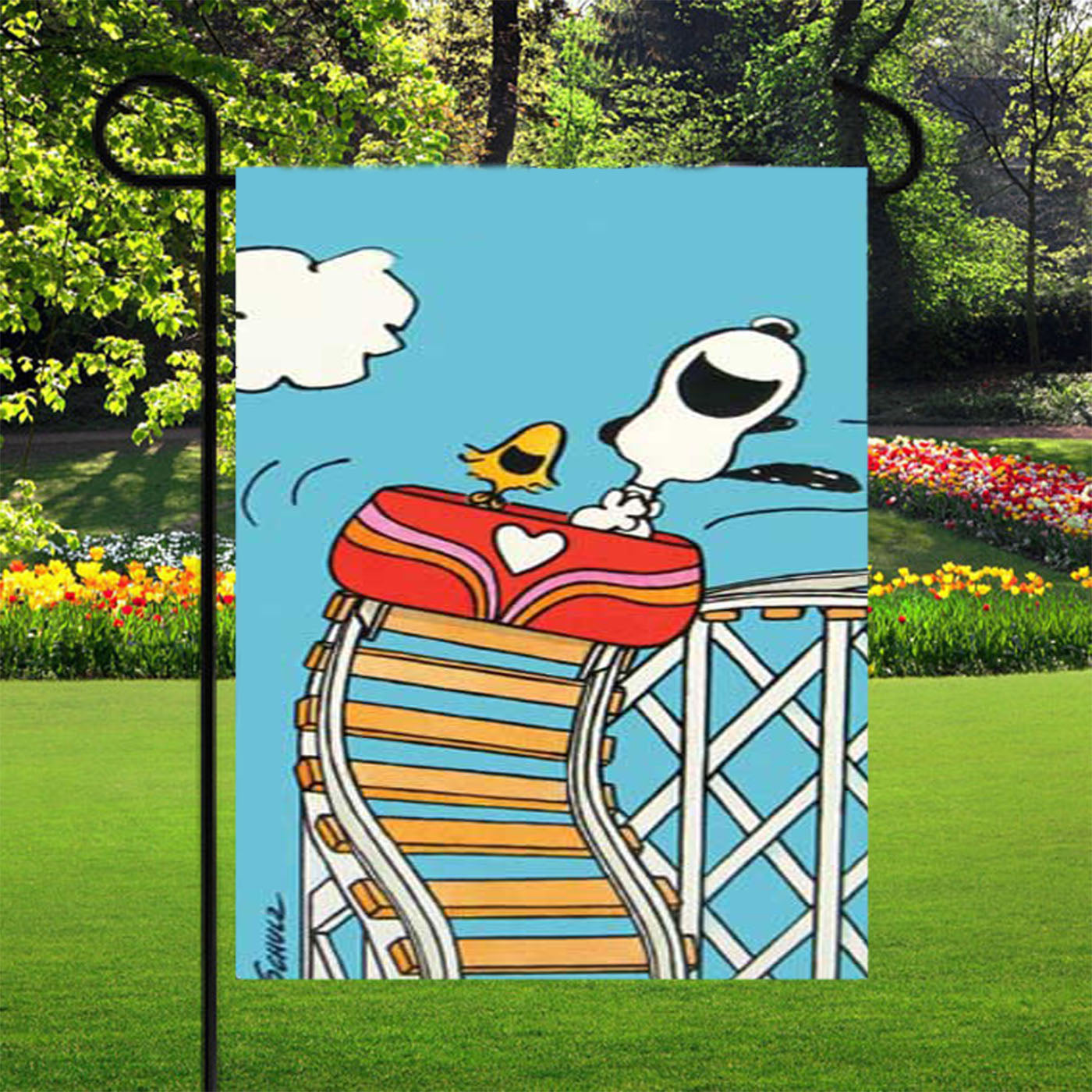 Snoopy Woodstock Rollercoaster Garden Flags Yard Outdoor Lawn 12 X 18