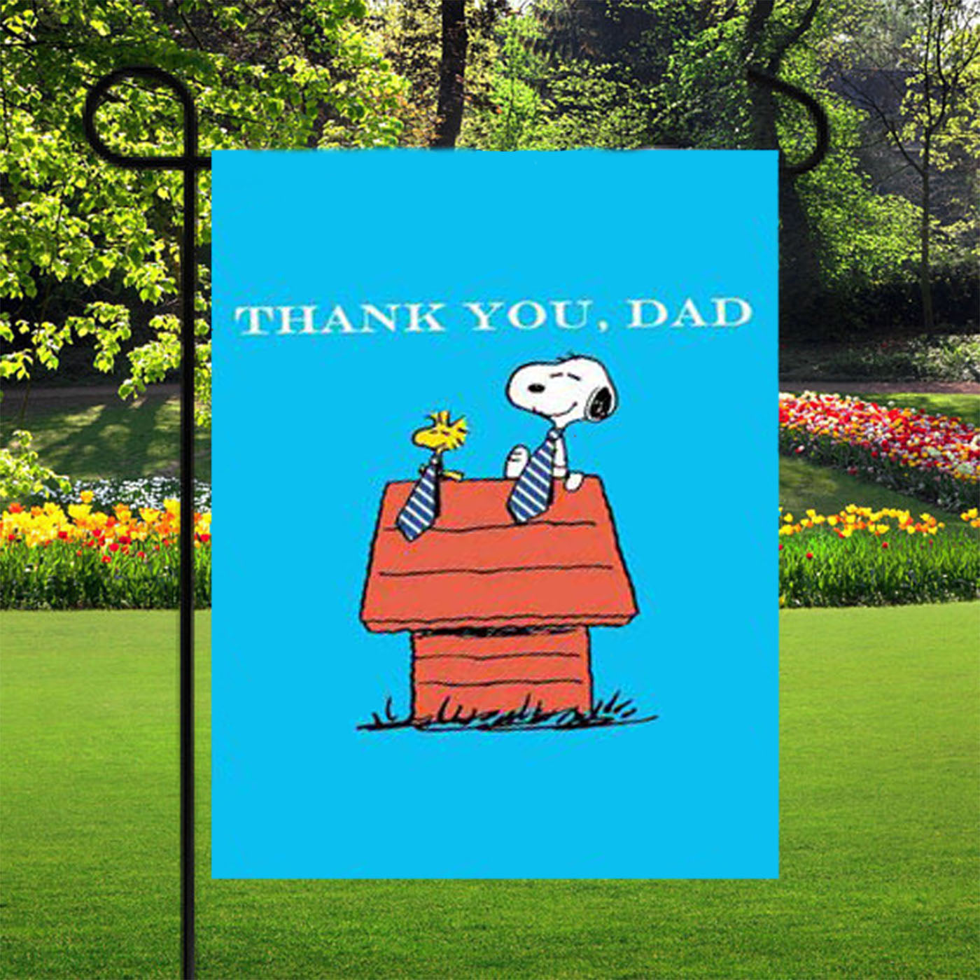 Thank You Dad Snoopy Garden Flags Yard Outdoor Lawn 12 X 18