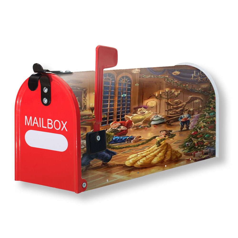 Beauty And The Beast Christmas Celebration Magnetic Mailbox Cover - 18.0" X 21.0"