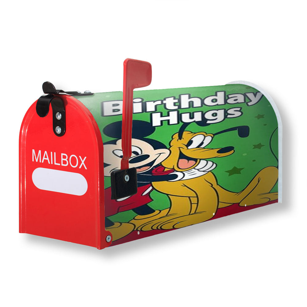Birthday Hugs Mickey And Pluto Magnetic Mailbox Cover - 18.0" X 21.0"