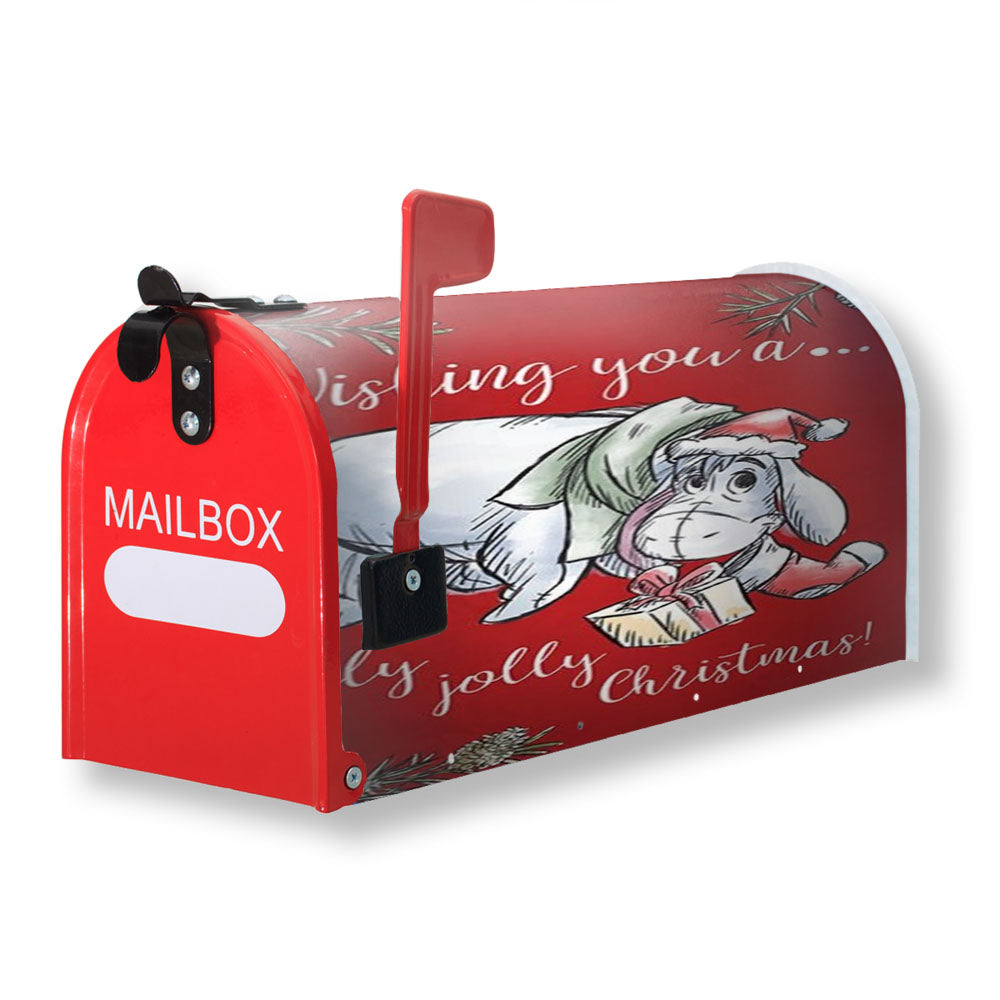 Holly Jolly Christmas Eeyore Magnetic Mailbox Cover - 18.0" X 21.0"