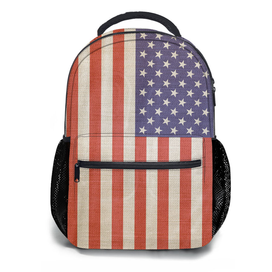 American Flag Texture School Backpacks