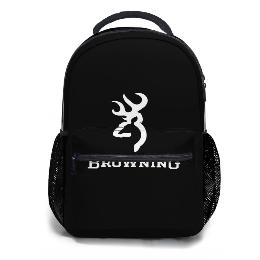 Black White Browning Deer Logo School Backpacks