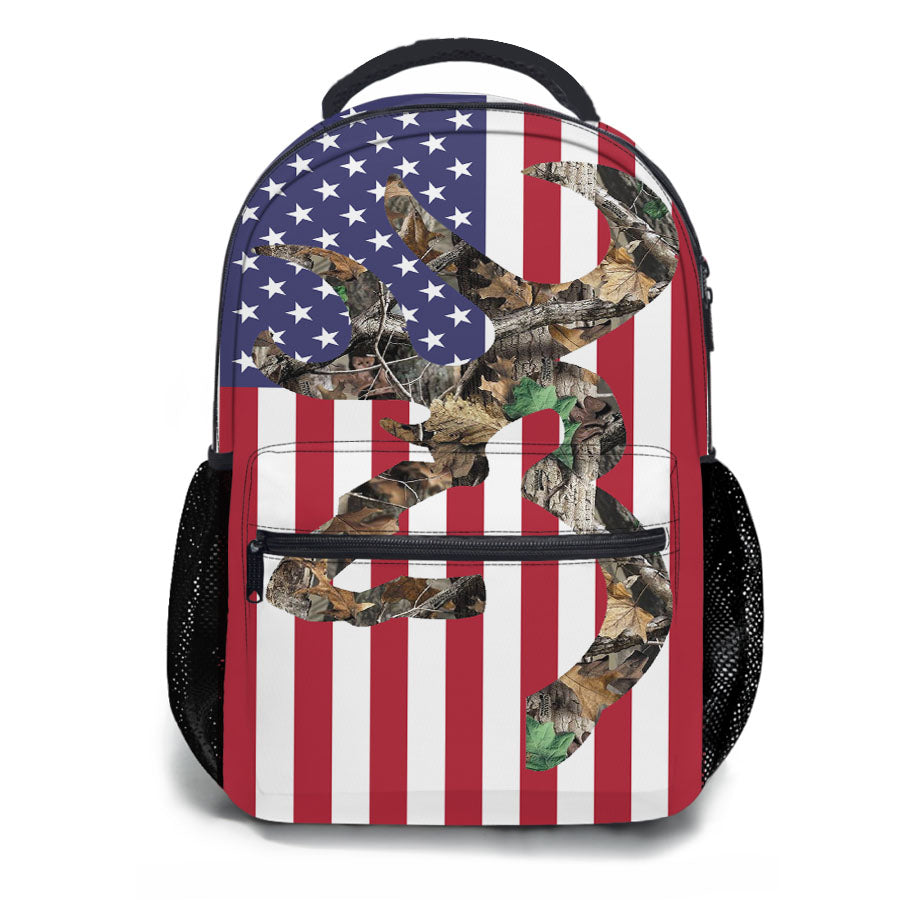 Browning Deer Camo American Flag School Backpacks
