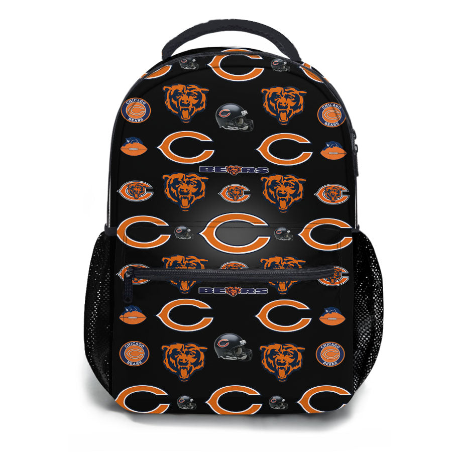 Chicago Bears Logo Pattern School Backpacks