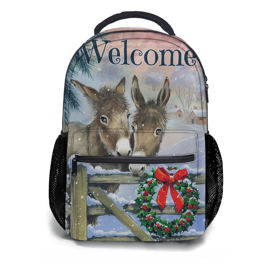 Christmas Farm Animals Donkeys School Backpacks
