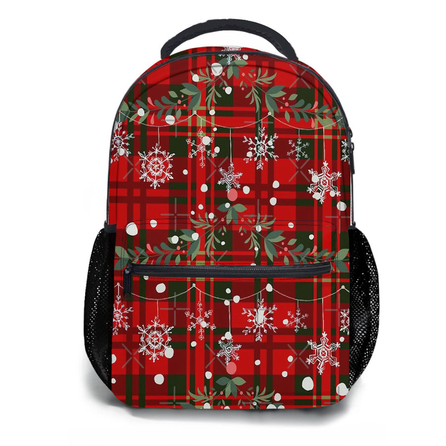 Christmas Snowflake Tartan School Backpacks