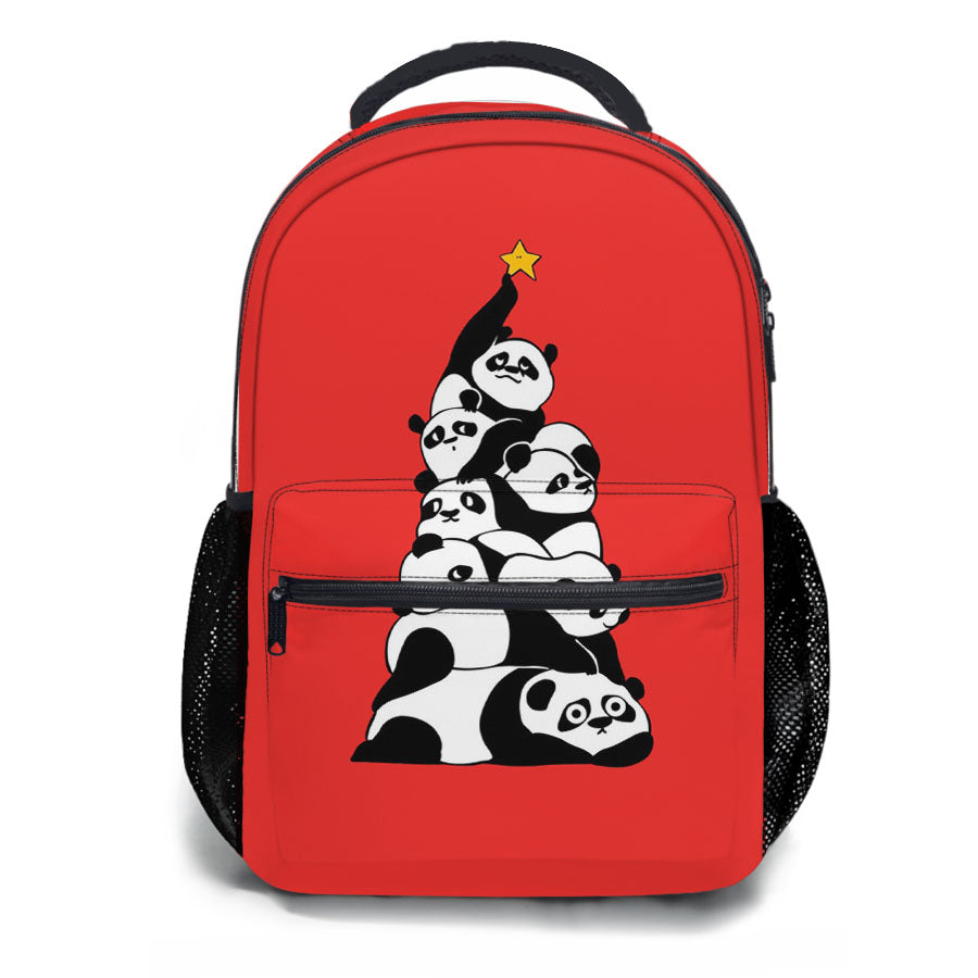 Christmas Tree Pandas Red School Backpacks