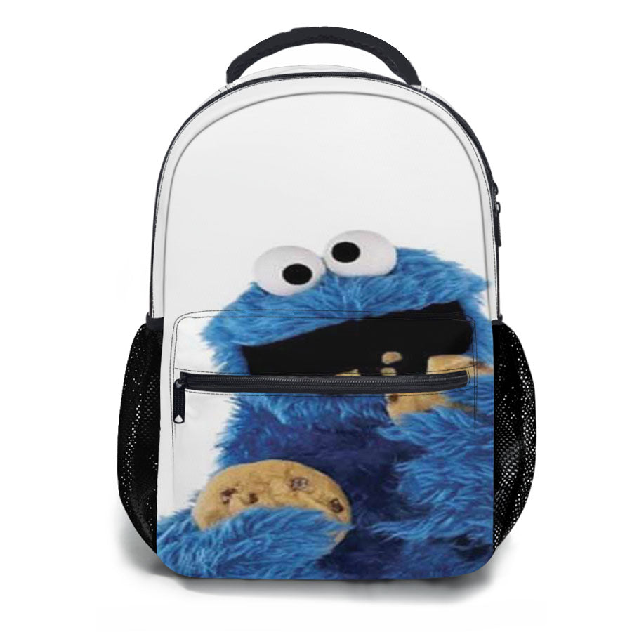 Cookie Monster Plain Wht School Backpacks